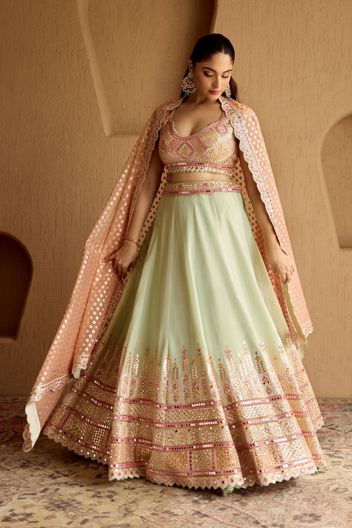 Mint Green Tissue Lehenga Set