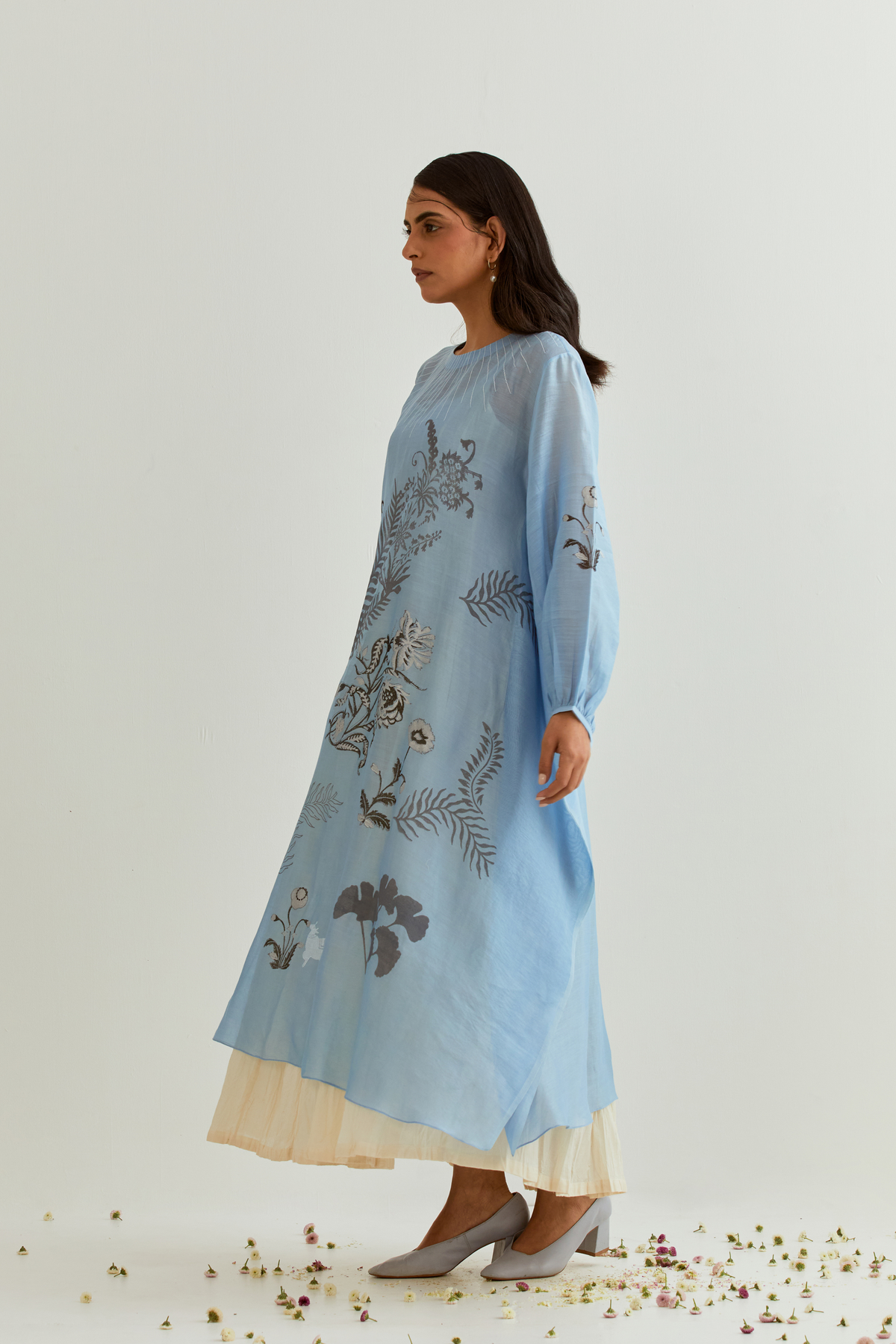 Blue Chanderi Kurta Set