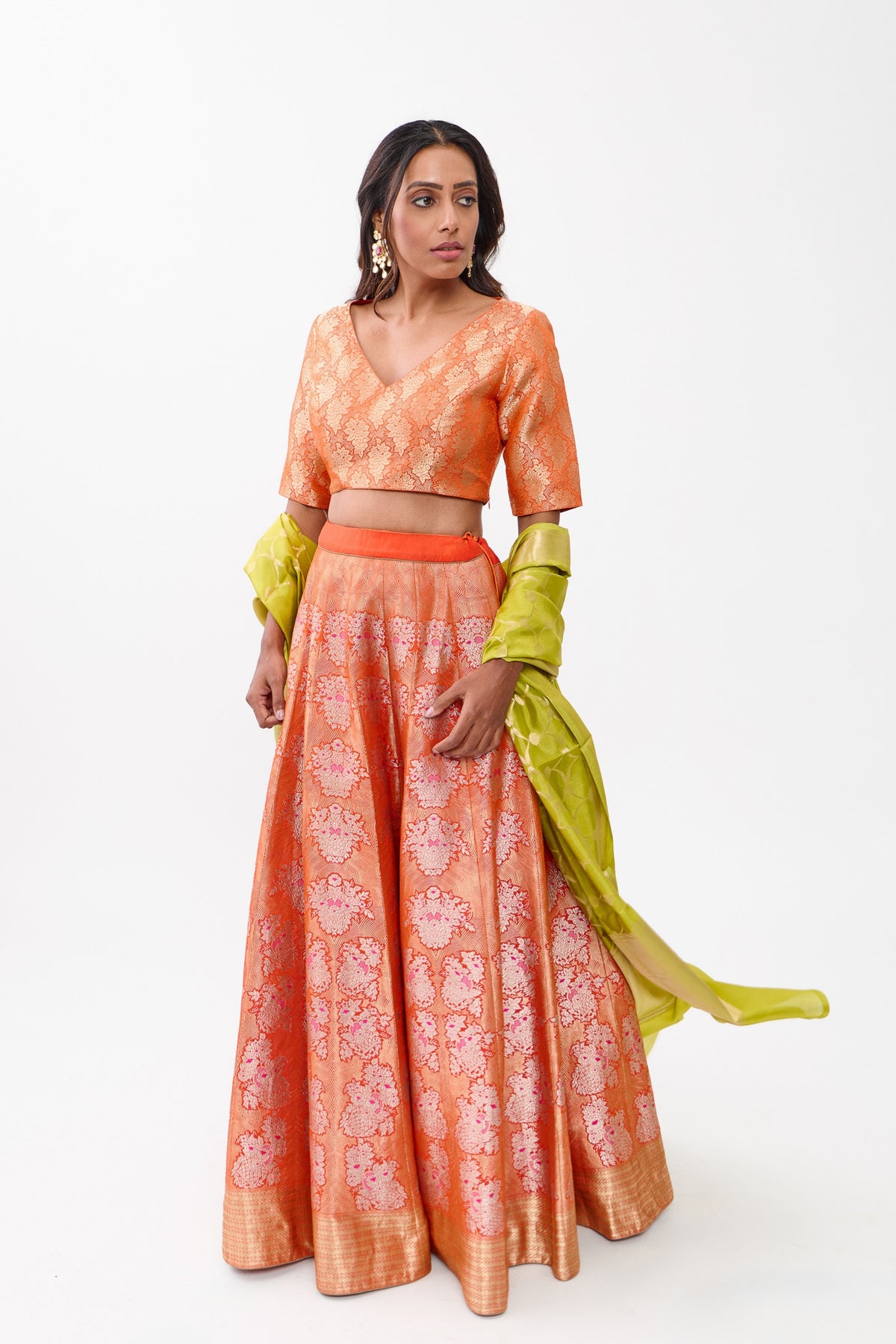 Orange Gulhar Lehenga Set