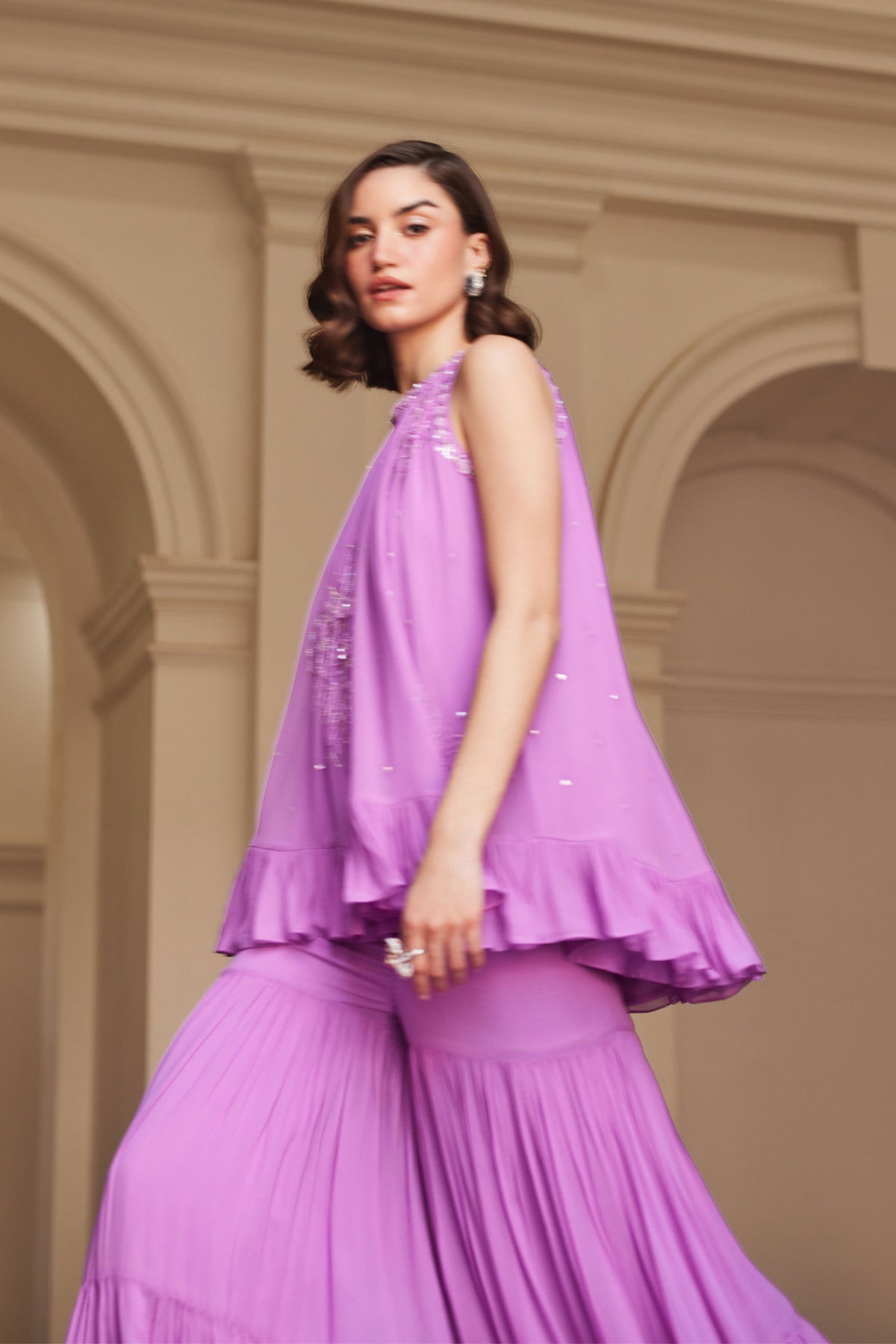 Bubblegum Pink Halterneck Top Sharara