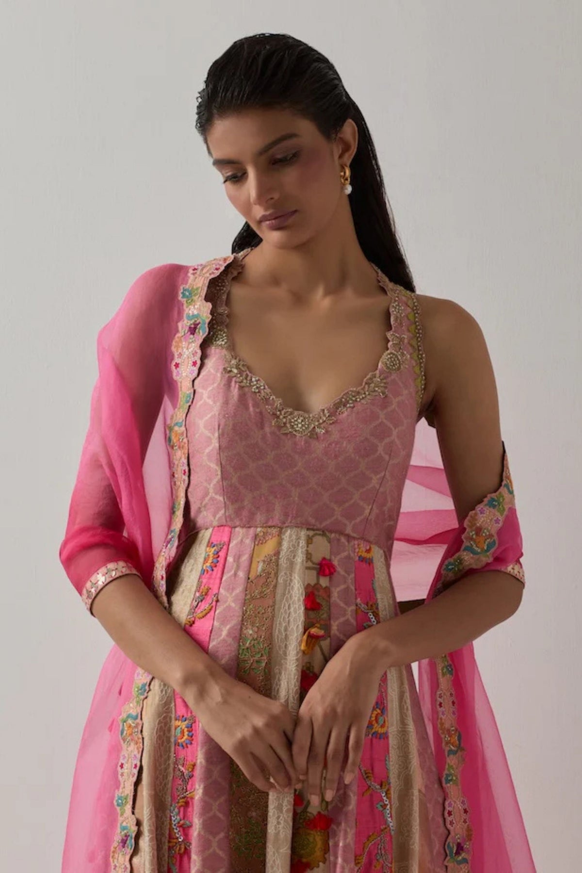 Pink Embellished Anarkali Set