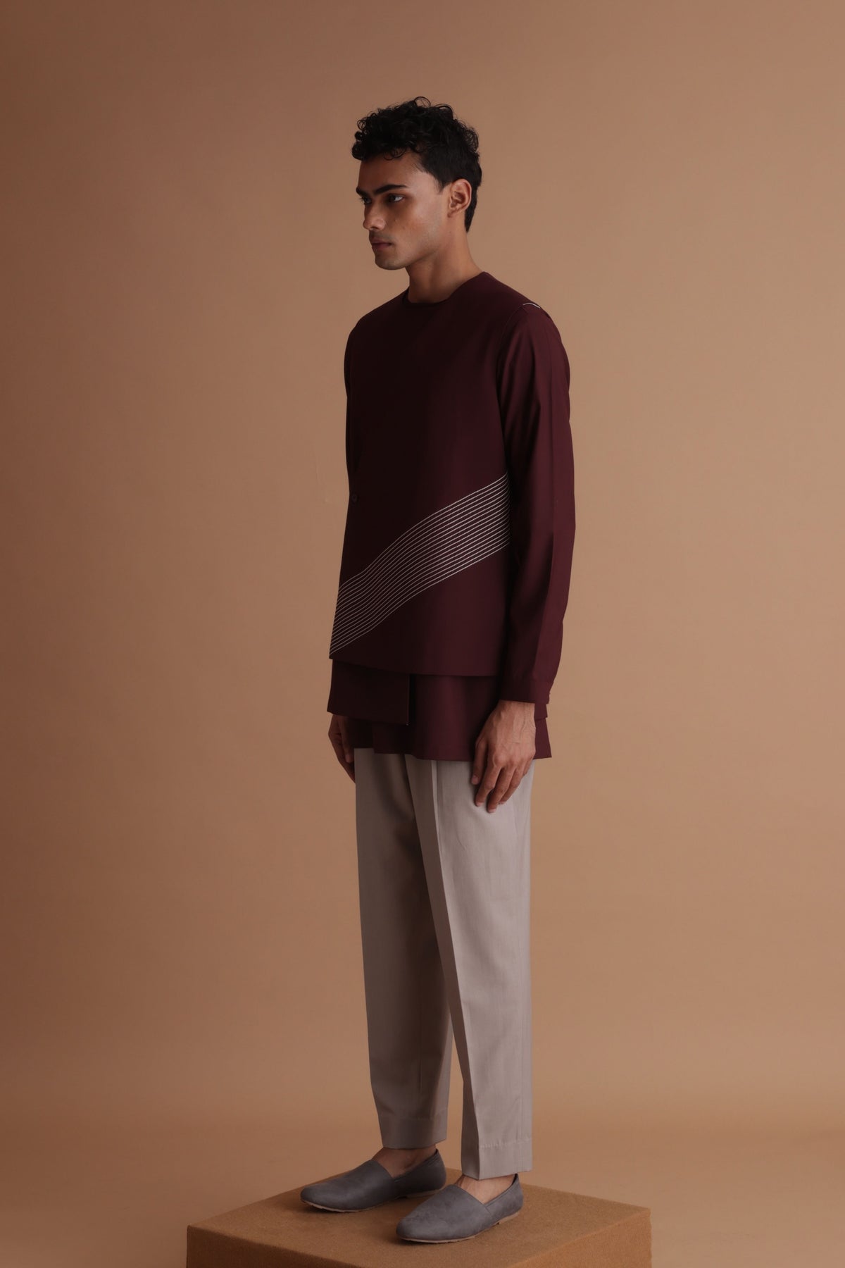 Burgundy Wrap up Jacket Set