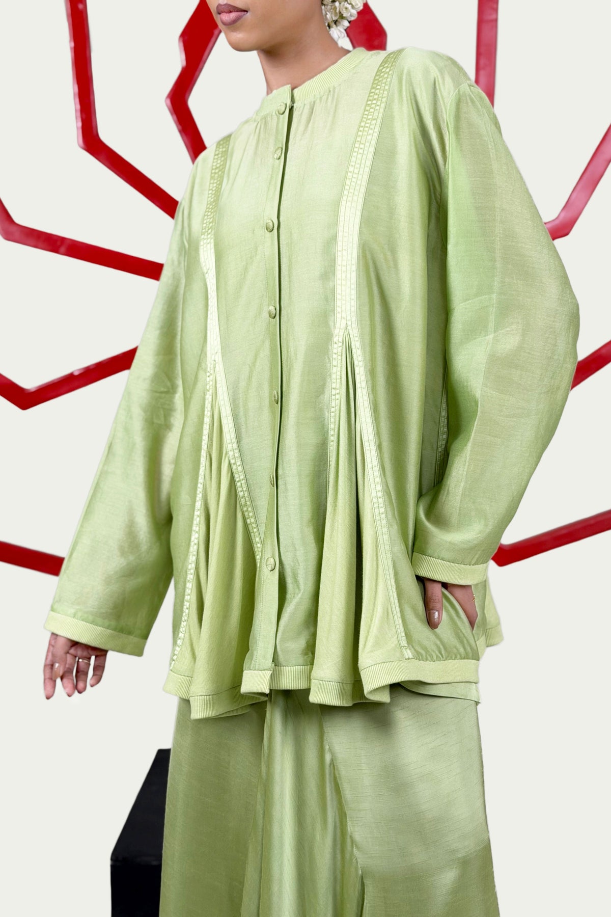 Green Skirt Set