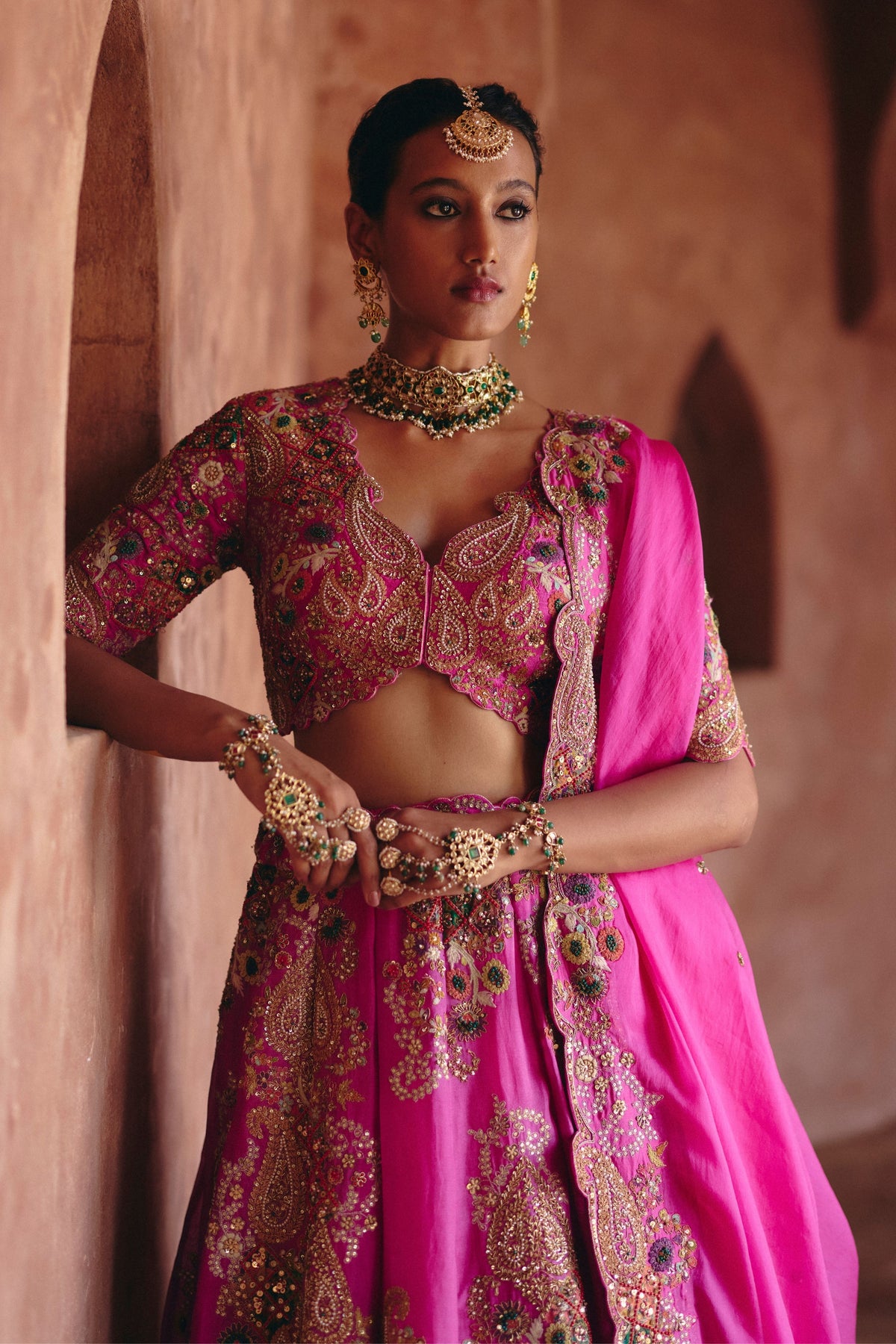 Gulrez Pink 16 Kali Lehenga Set