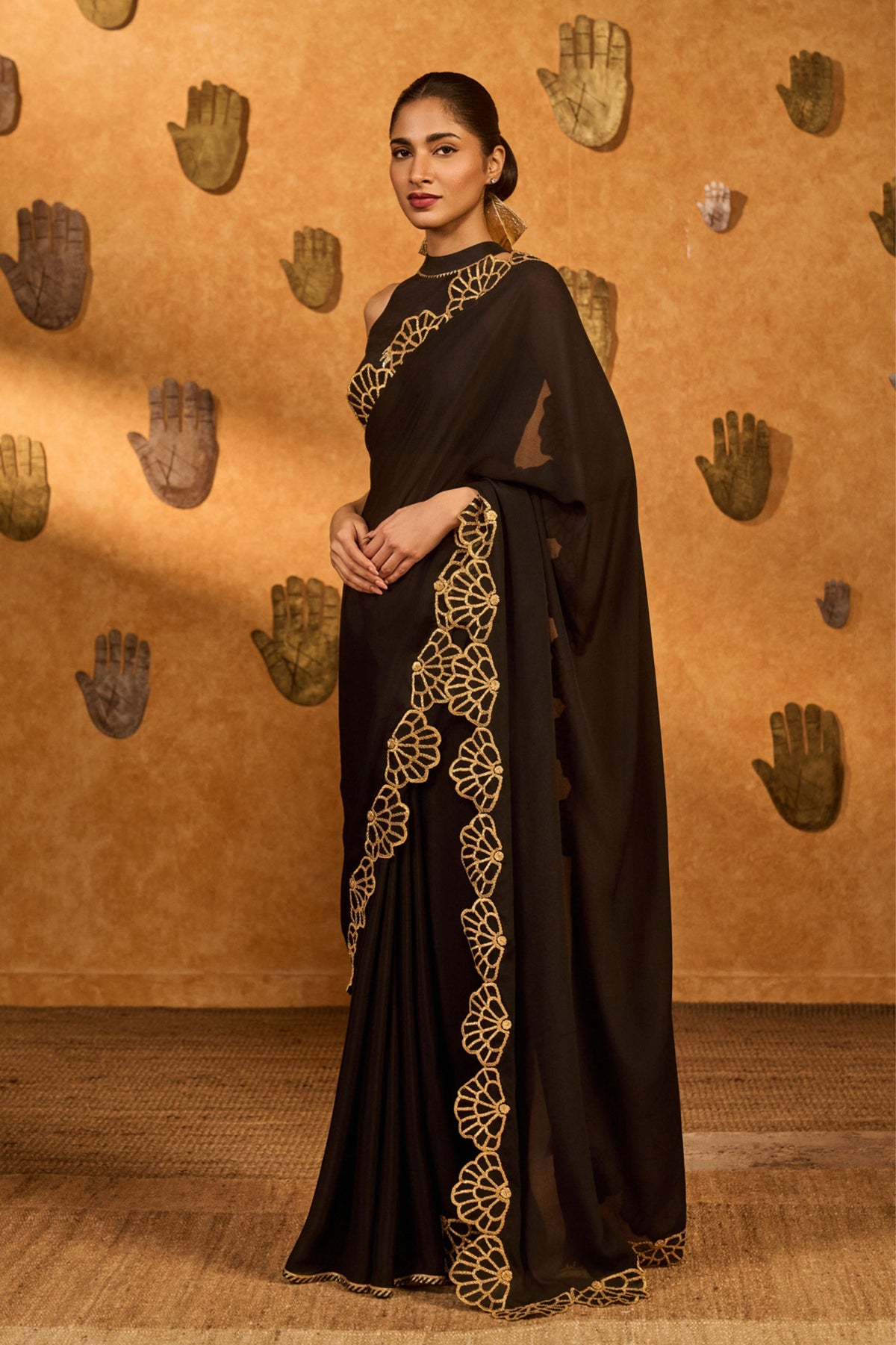 Black Windrose Saree