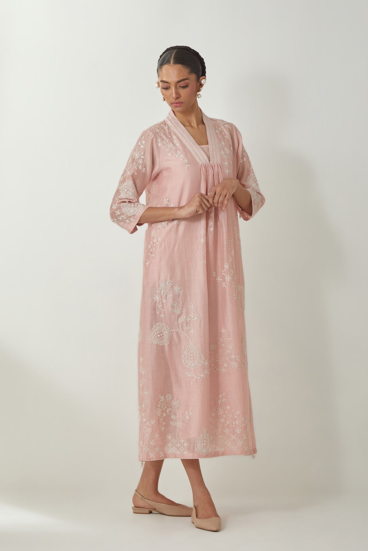 Pink Silk Chanderi Dress