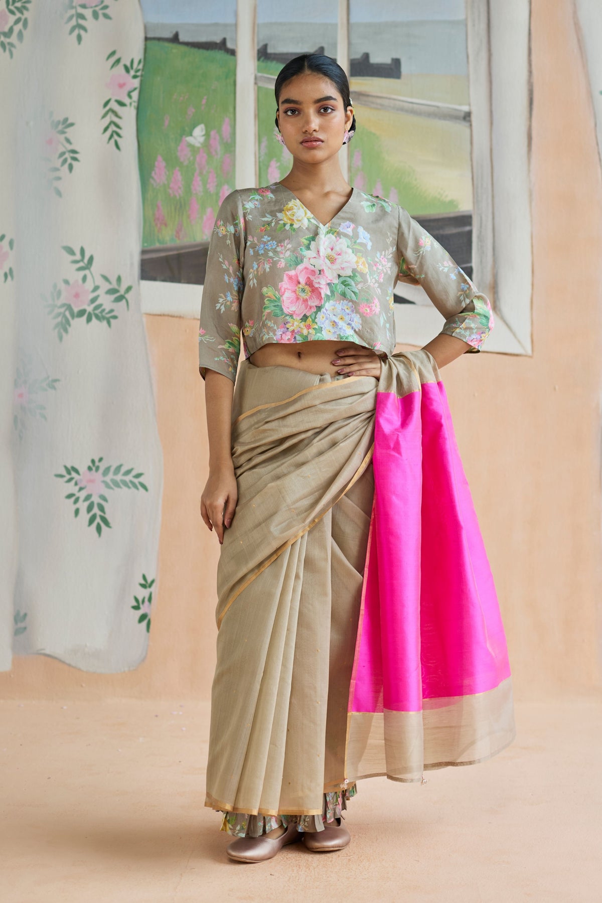 Dunes and Drift Chanderi Sari