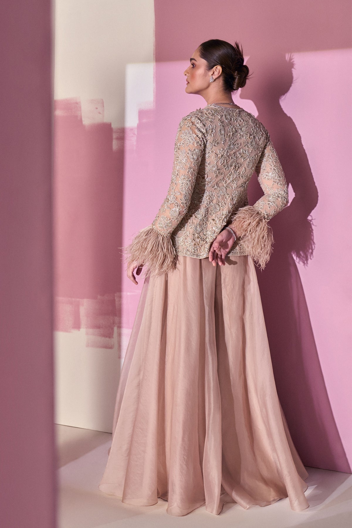 Elnaz Dark Champagne Sharara Set