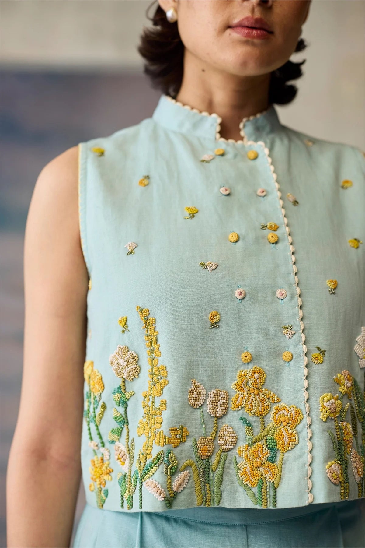 Azure Beaded Top