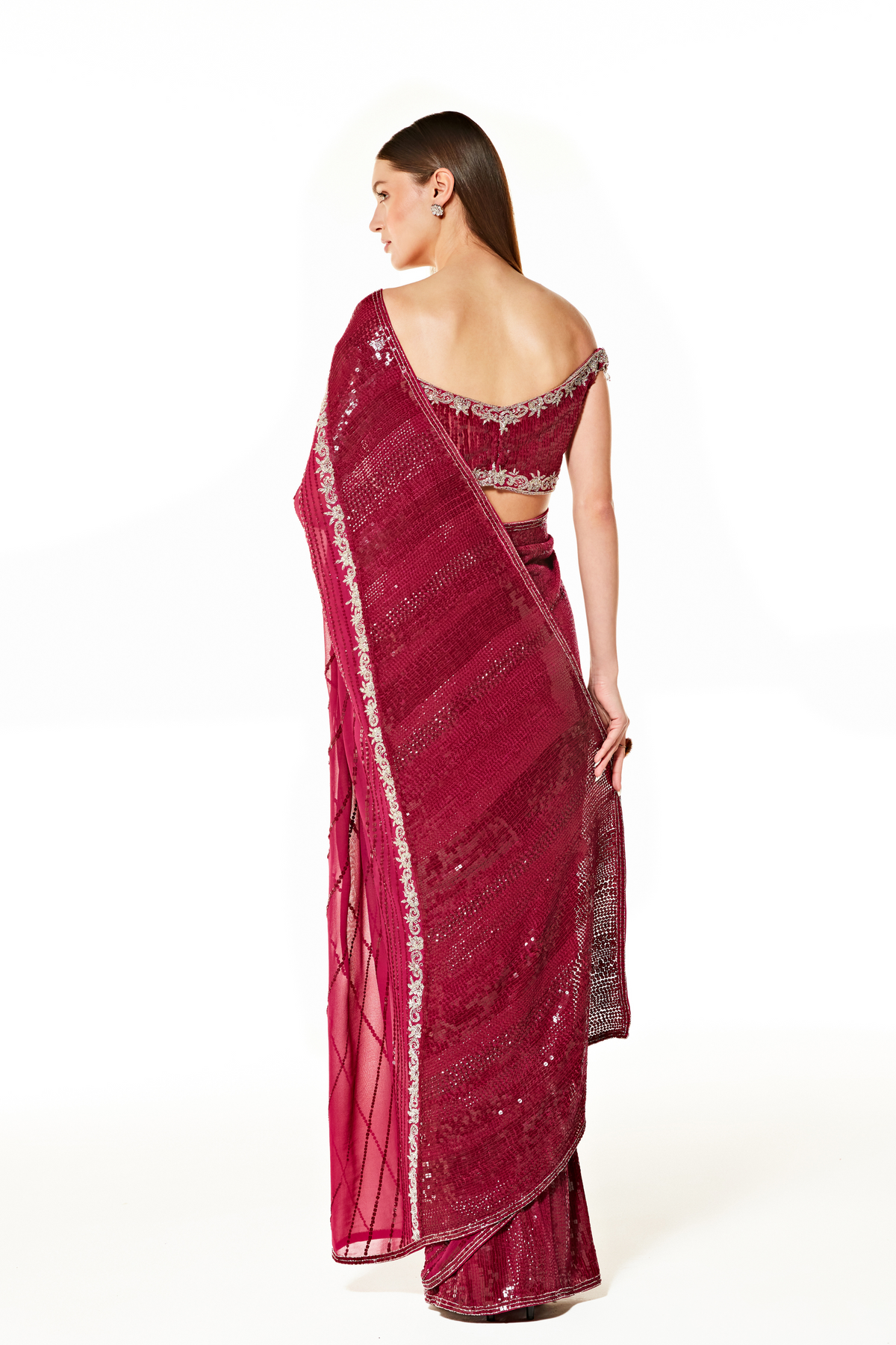 Zaynab Wine Saree Set