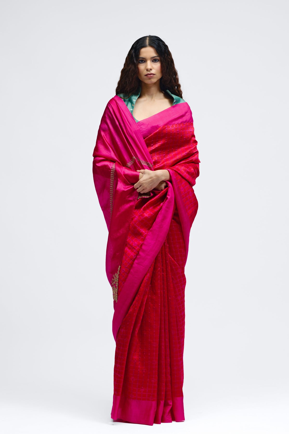 Sabina Pink Brocade Silk Saree