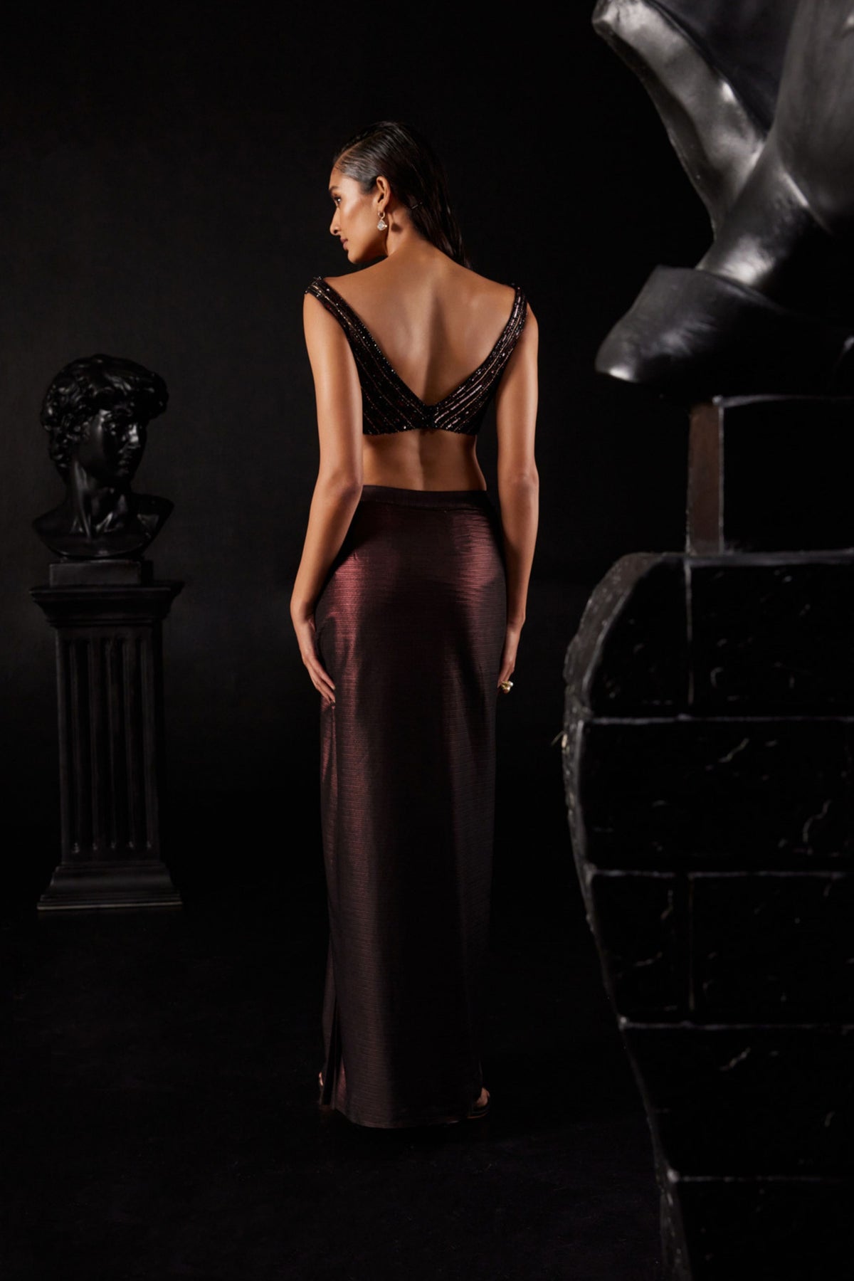Skirt Set With Choker Drape