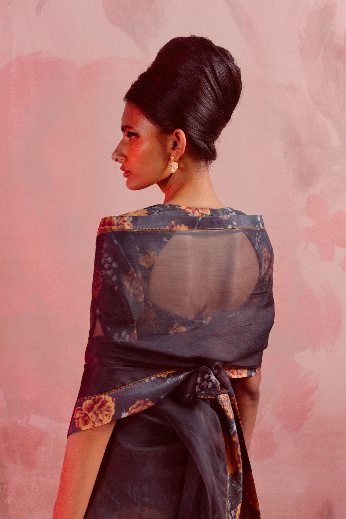 Charcoal Printed Saree