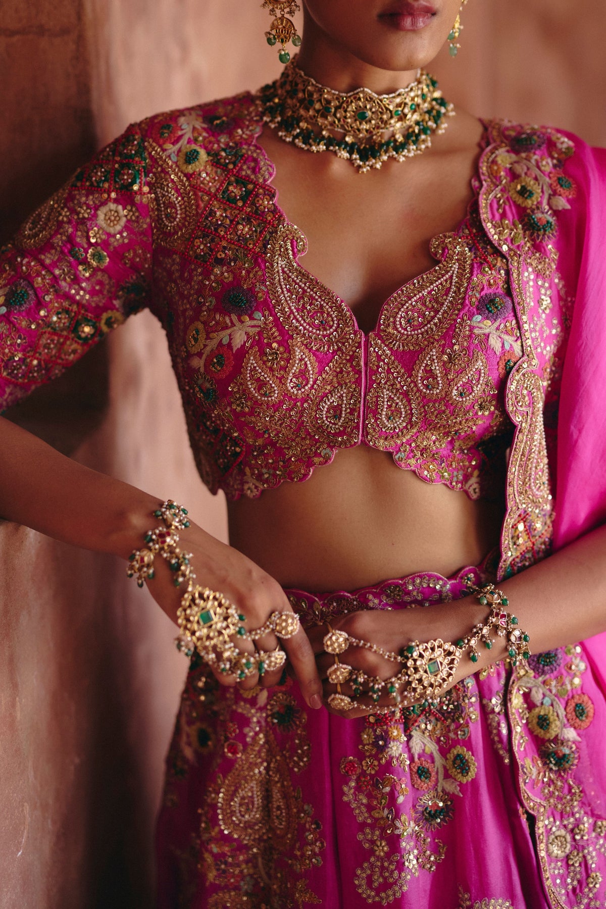 Gulrez Pink 16 Kali Lehenga Set