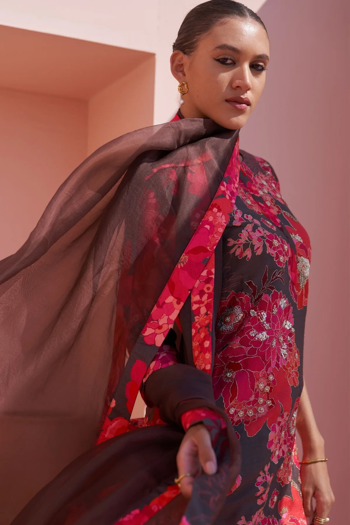 Brown Moroccan Highlight Sharara Set