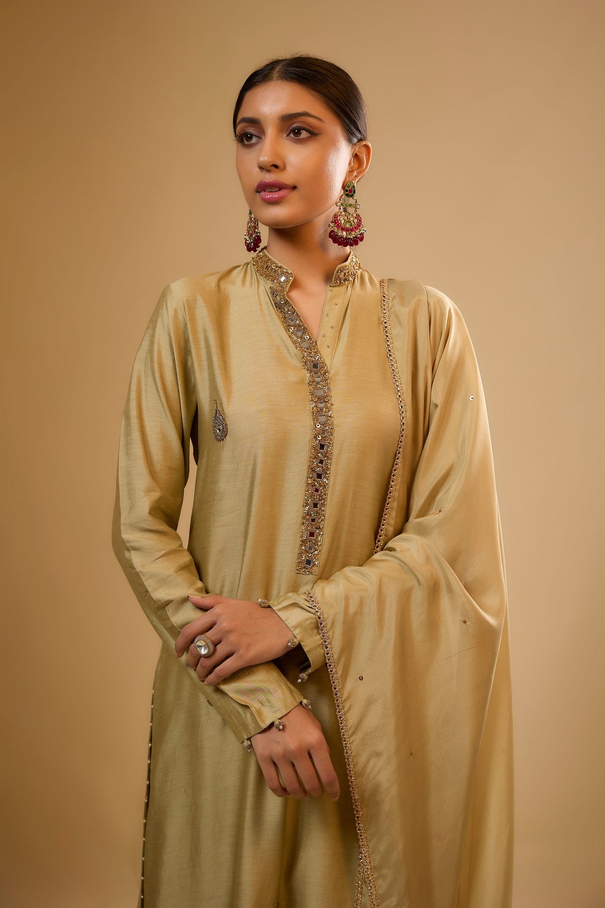Light Green Applique Kurta Set