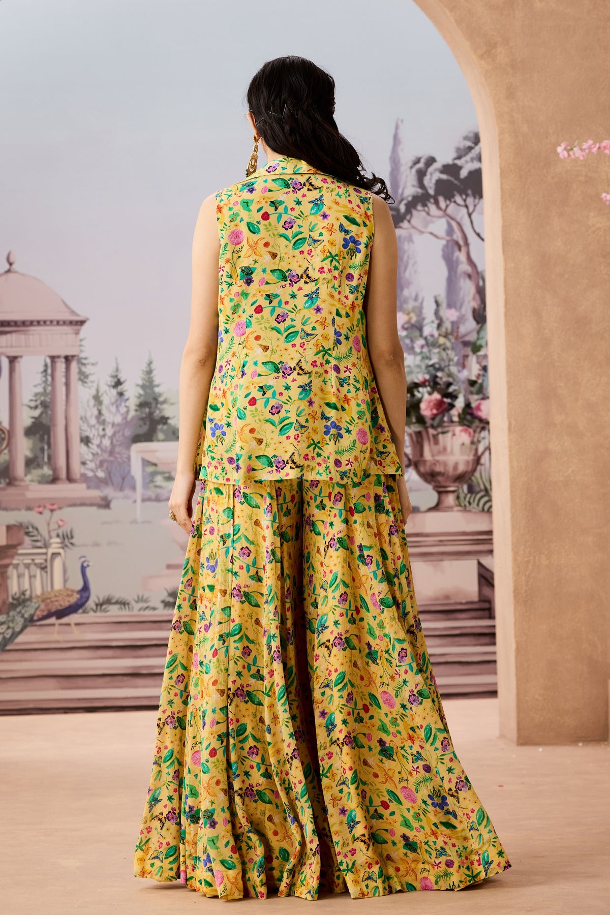 Yellow Lapel Jacket Set
