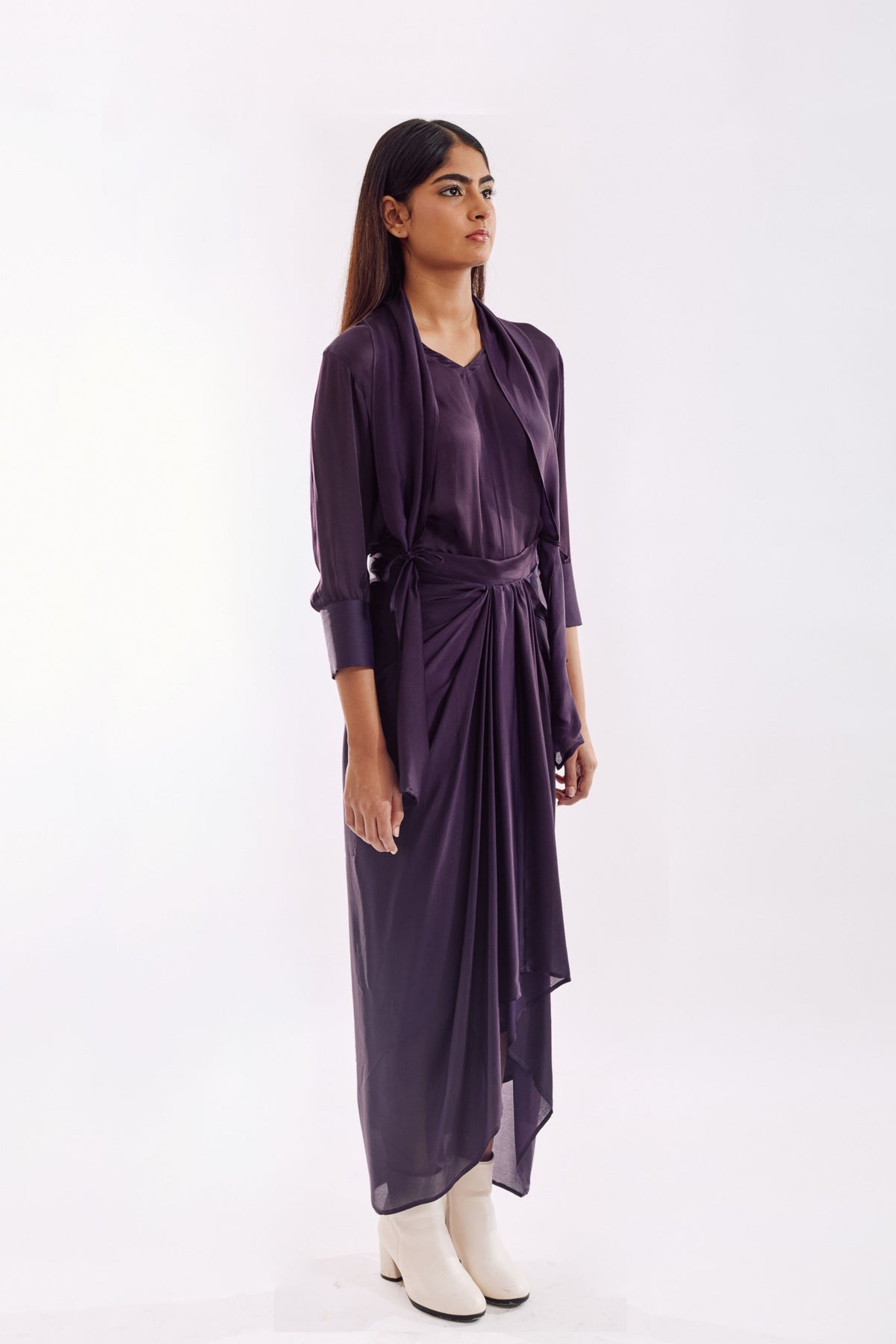 Purple Side Tie Co-ord Set