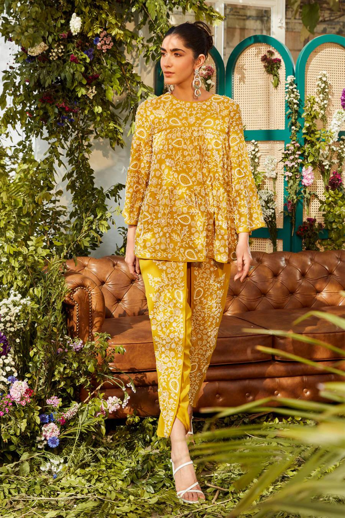 Mustard dhoti set