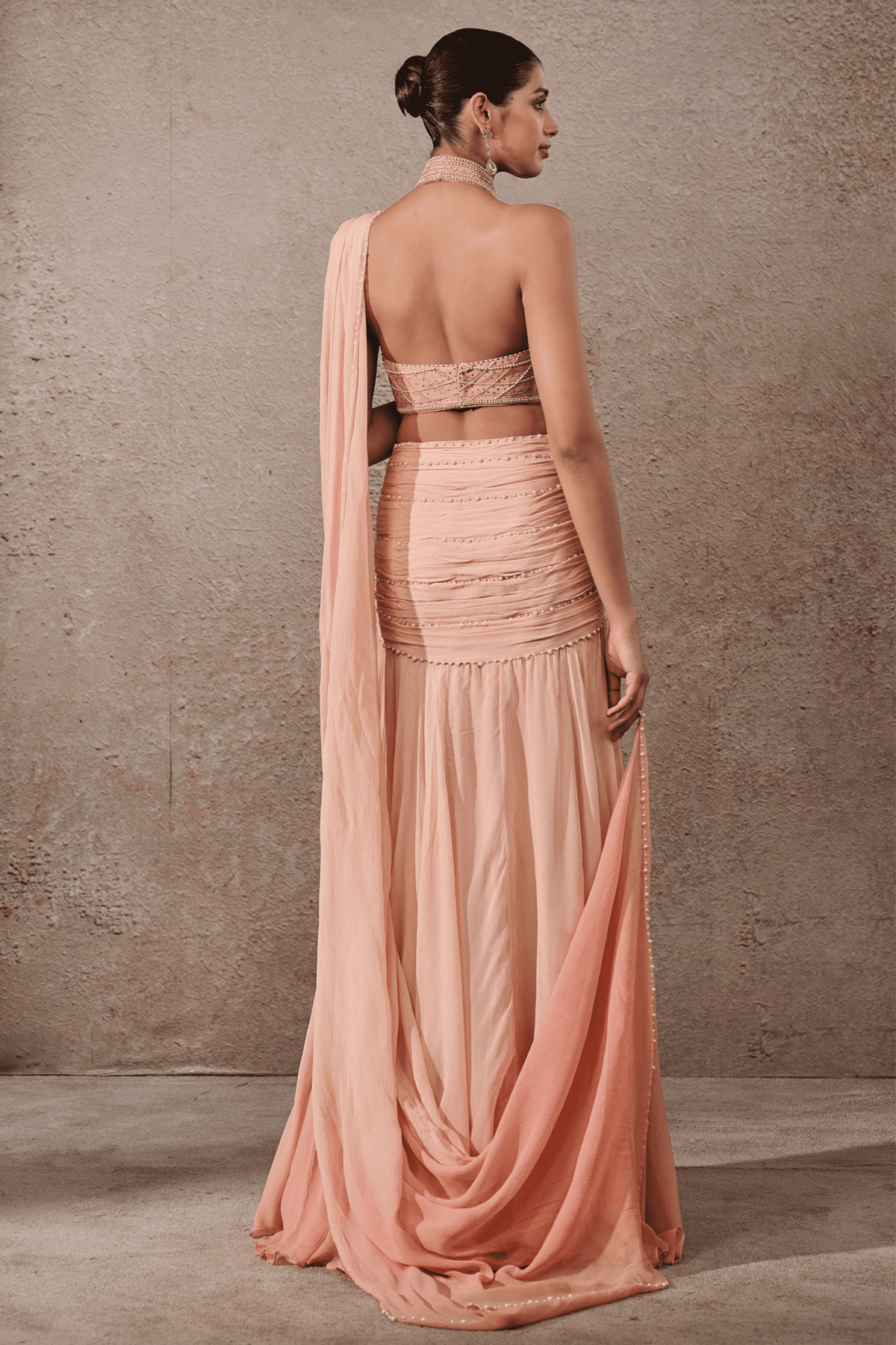Blush Ombre Pearl Concept Saree