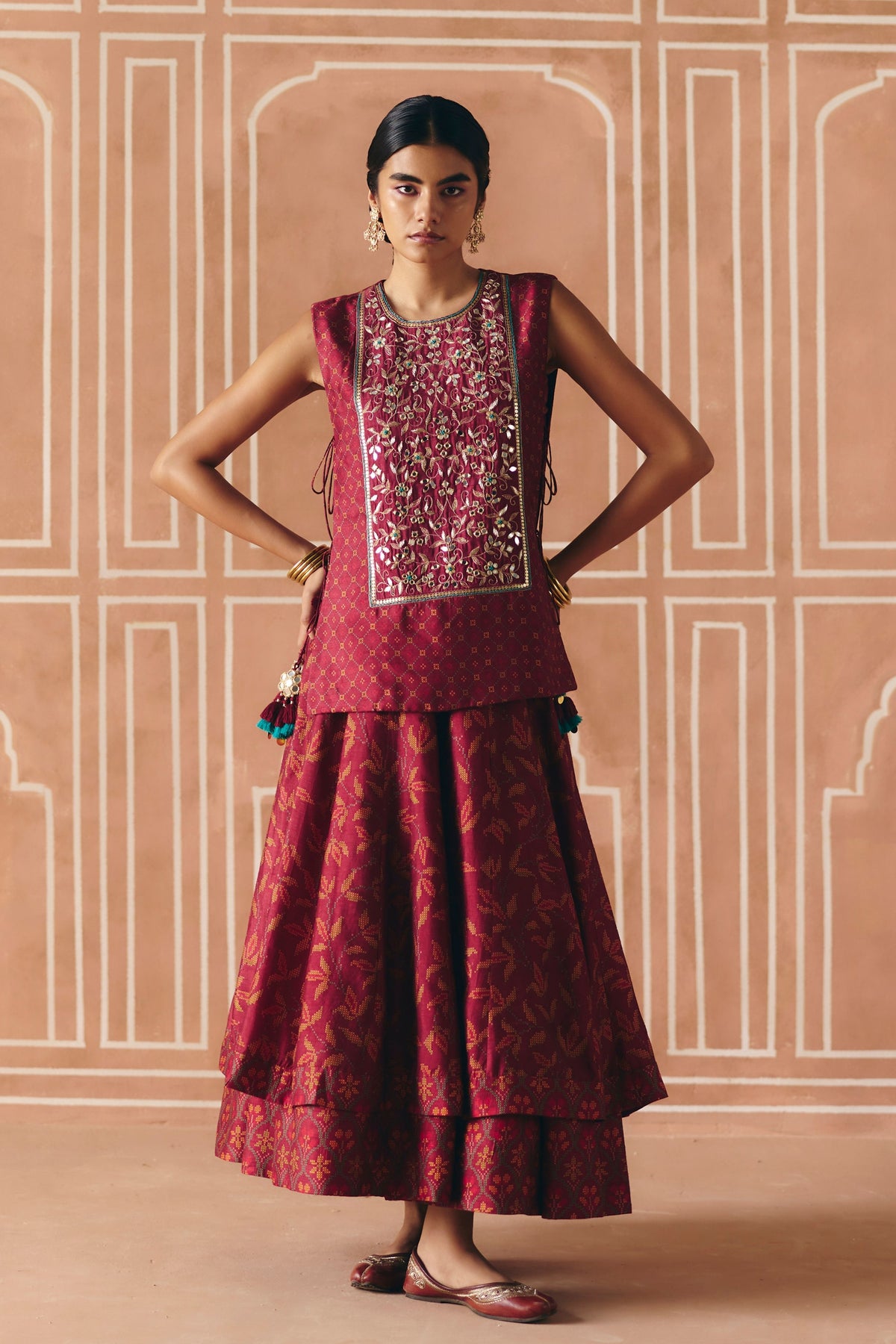 Berry Plum Cropped Lehenga