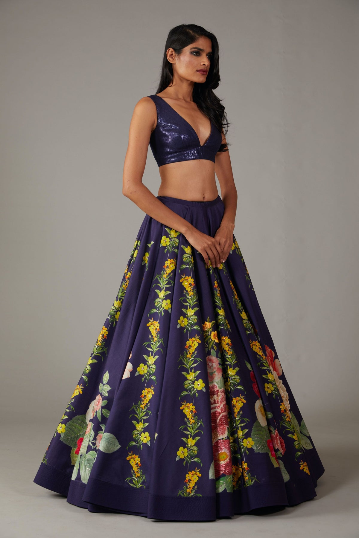 Chanderi Printed Lehenga Set