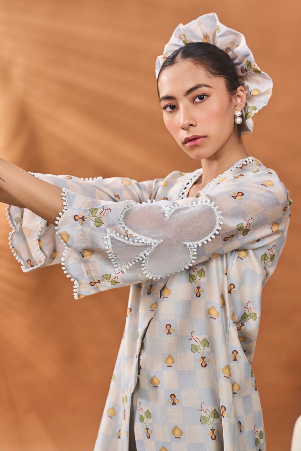 Powder Blue Checkers Bloom Tunic Set