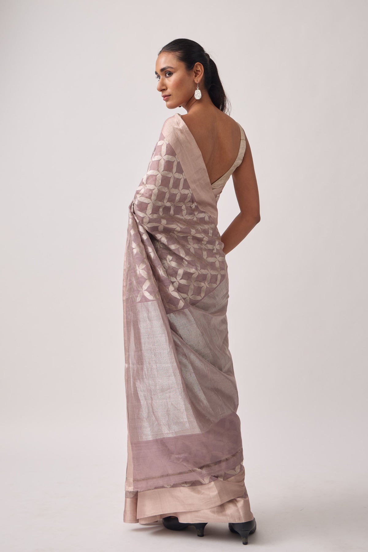 Mauve Chanderi Tissue Saree
