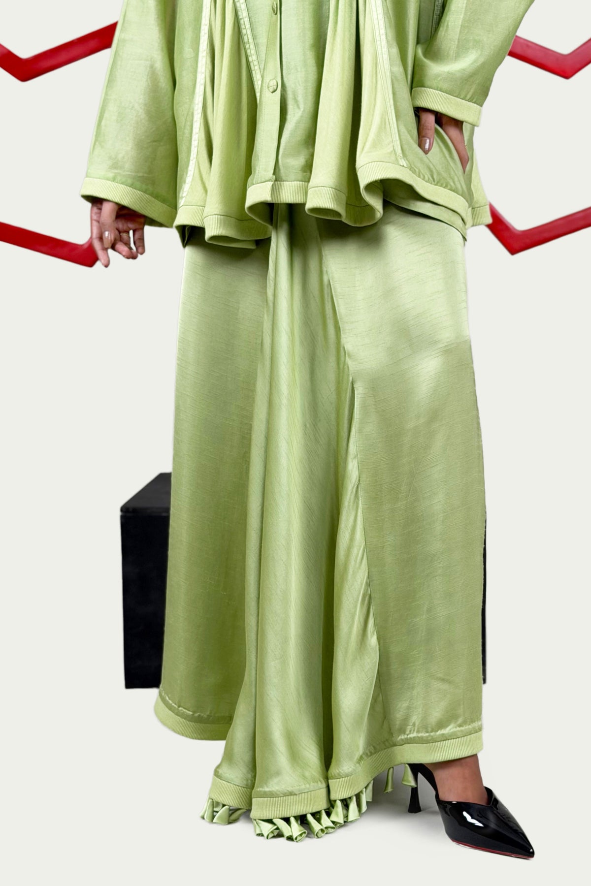 Green Skirt Set