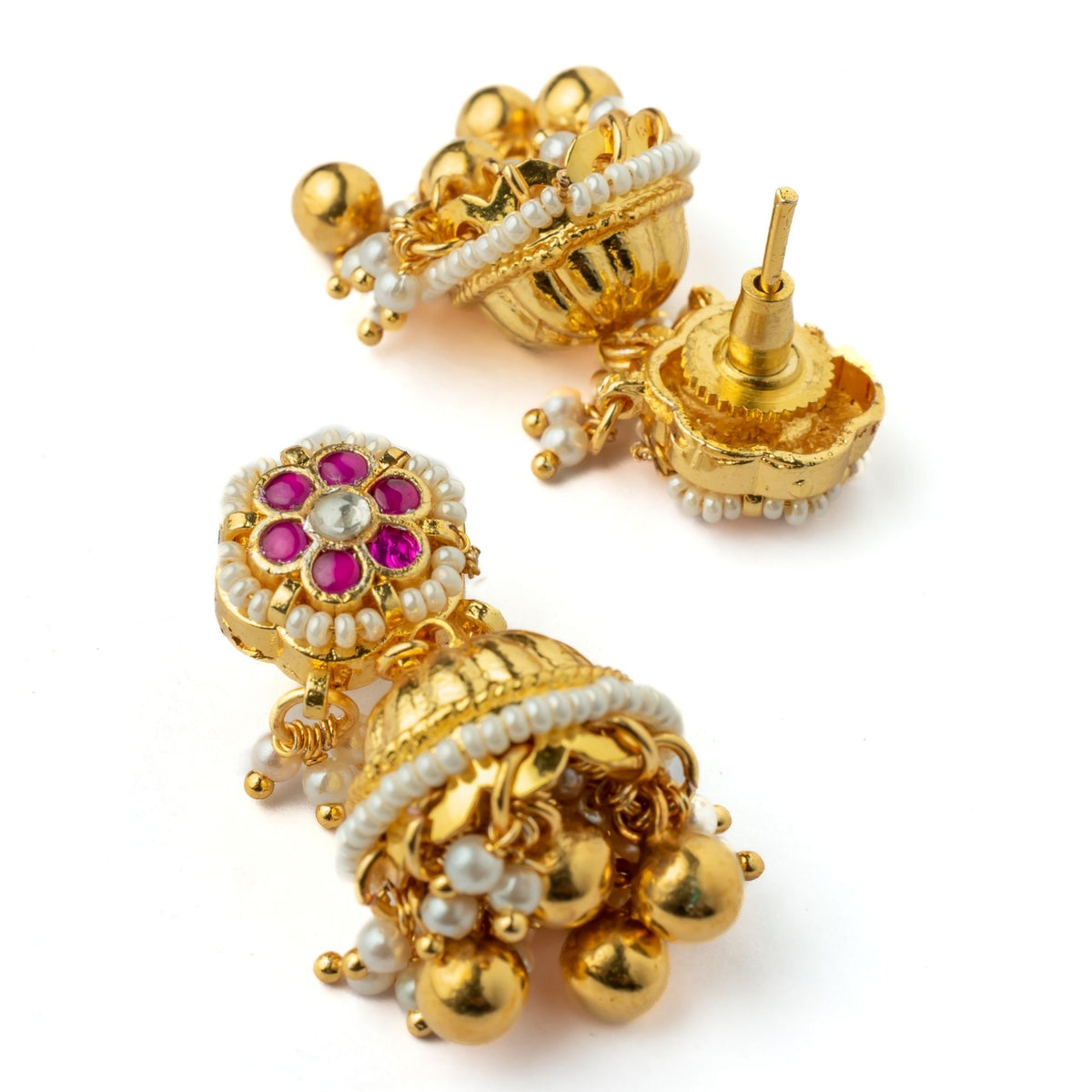 Pink Kundan Polki Necklace Set