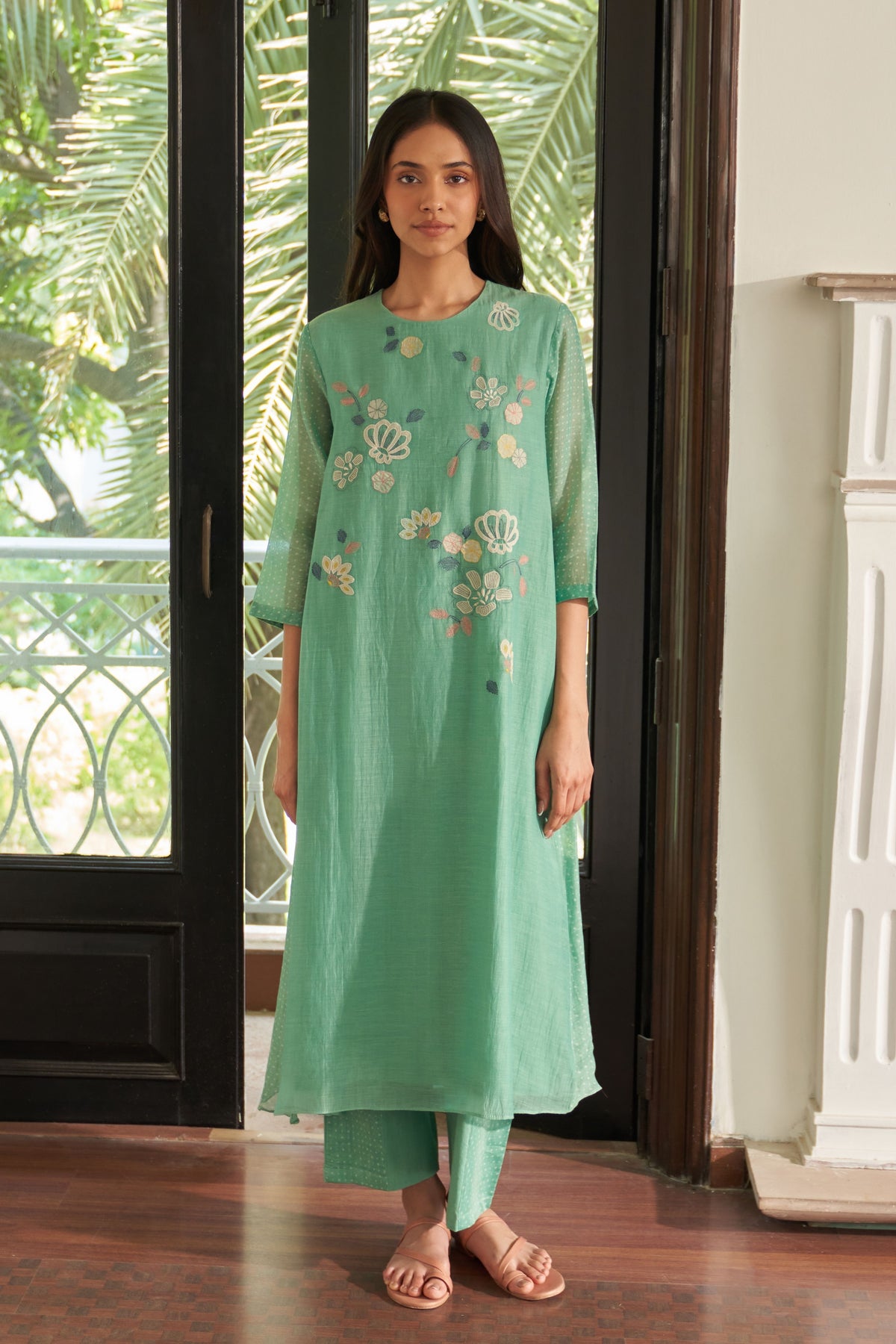 Mint Applique Kurta Set