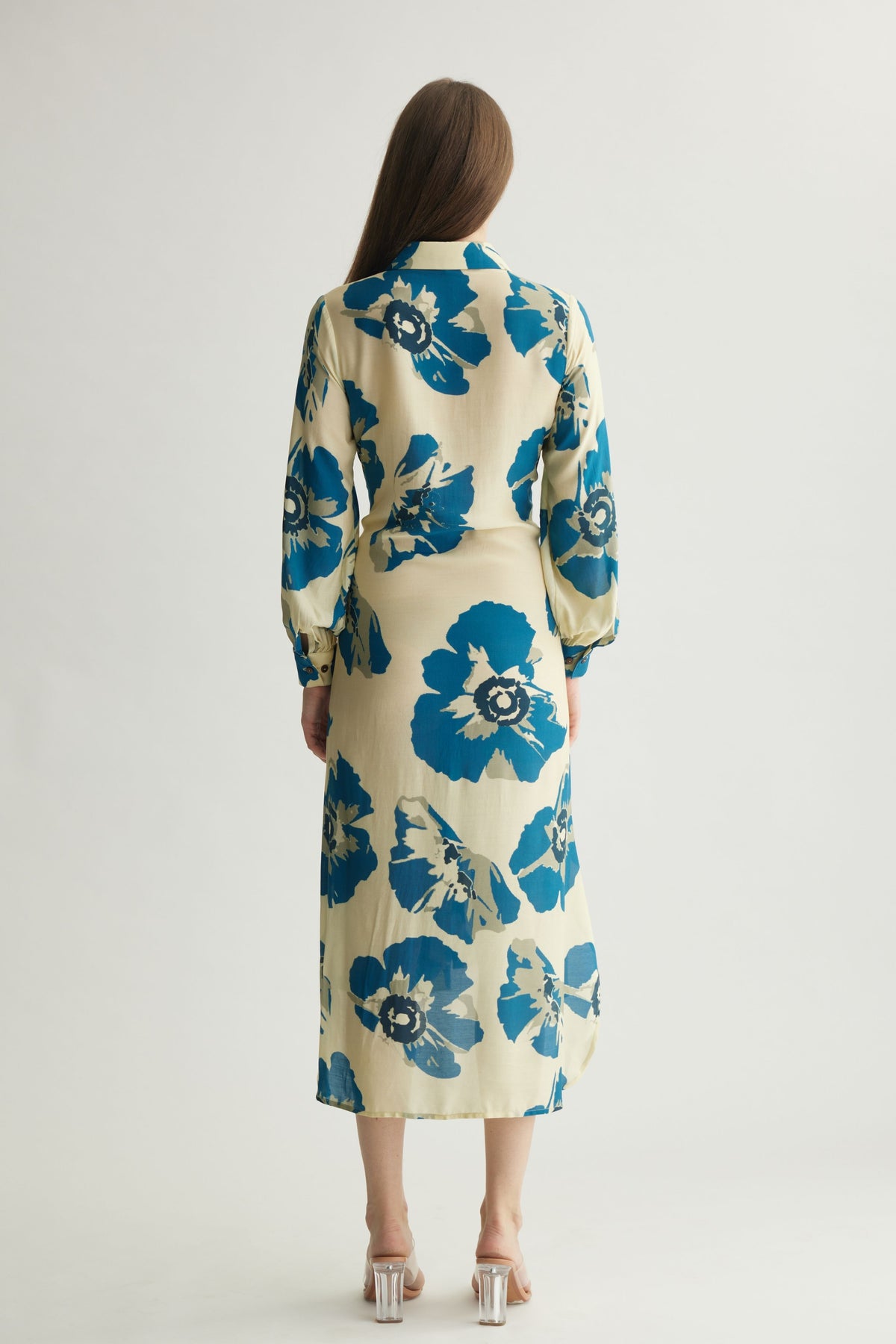 Blue Floral Shirt Dress
