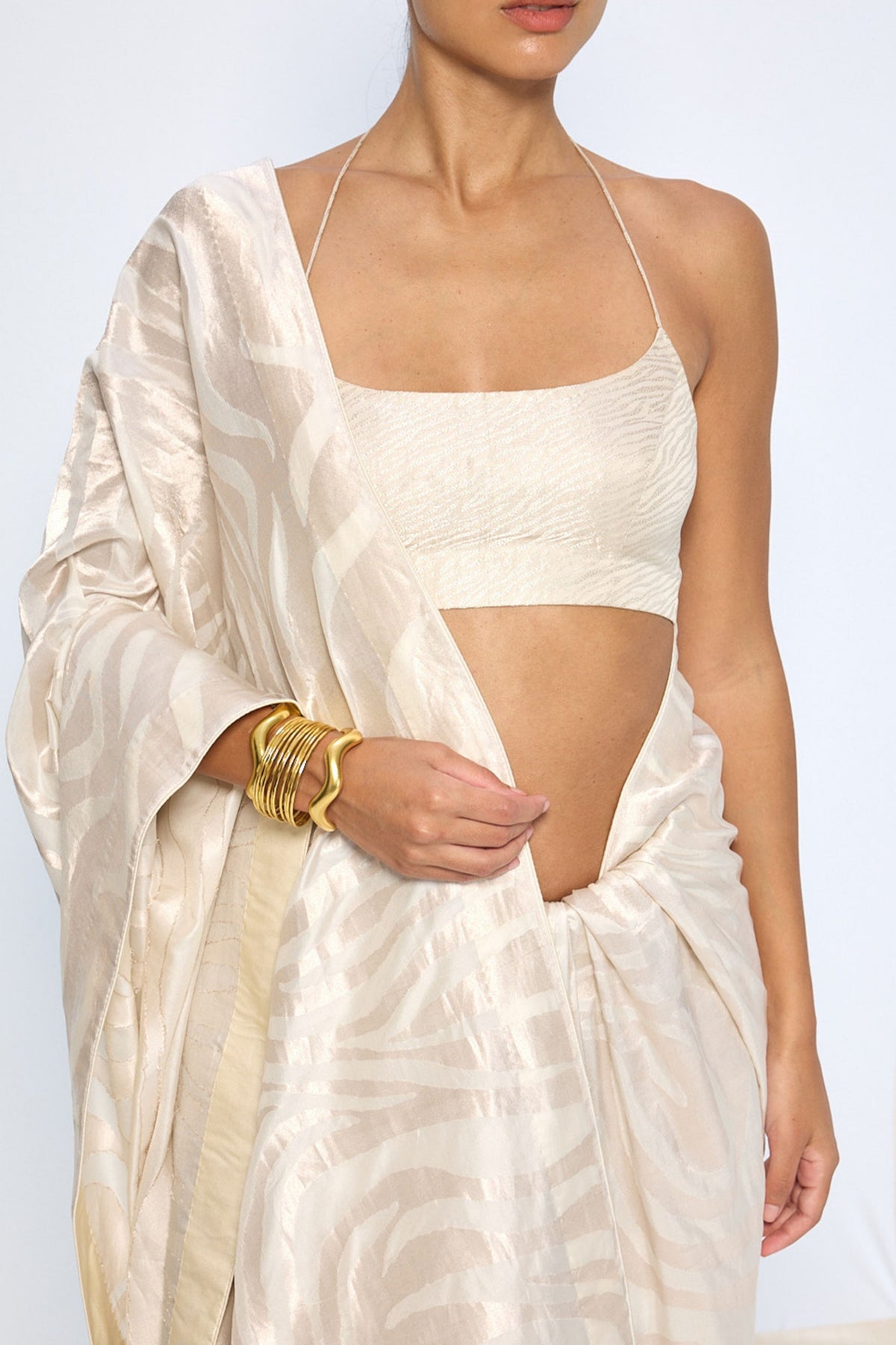 Handwoven Ivory Silk Saree