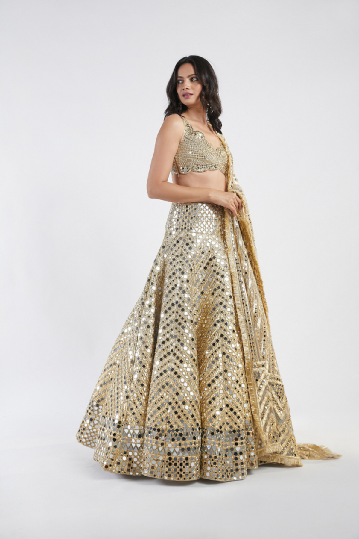 Golden embellished lehenga set