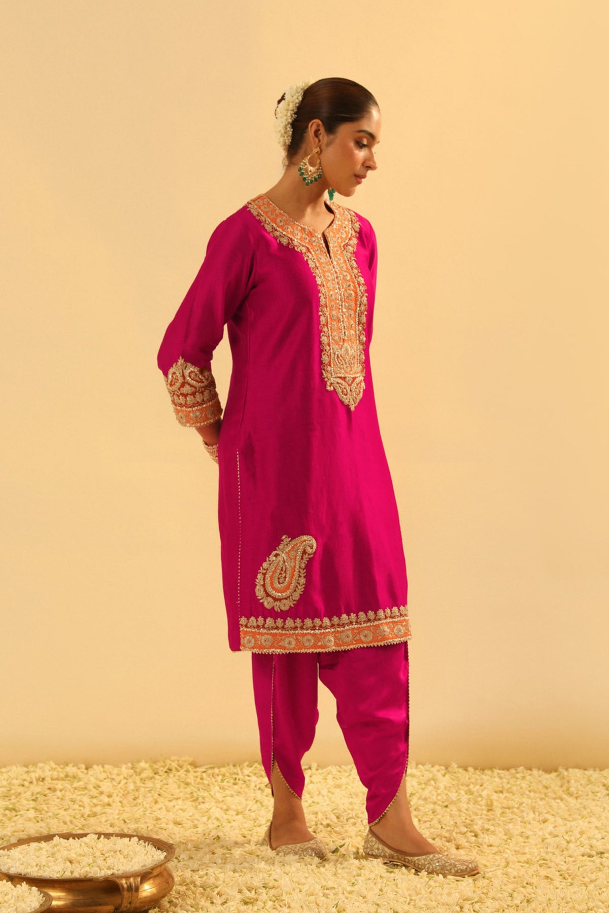 Anjum Short Pink Kurta With Dhoti