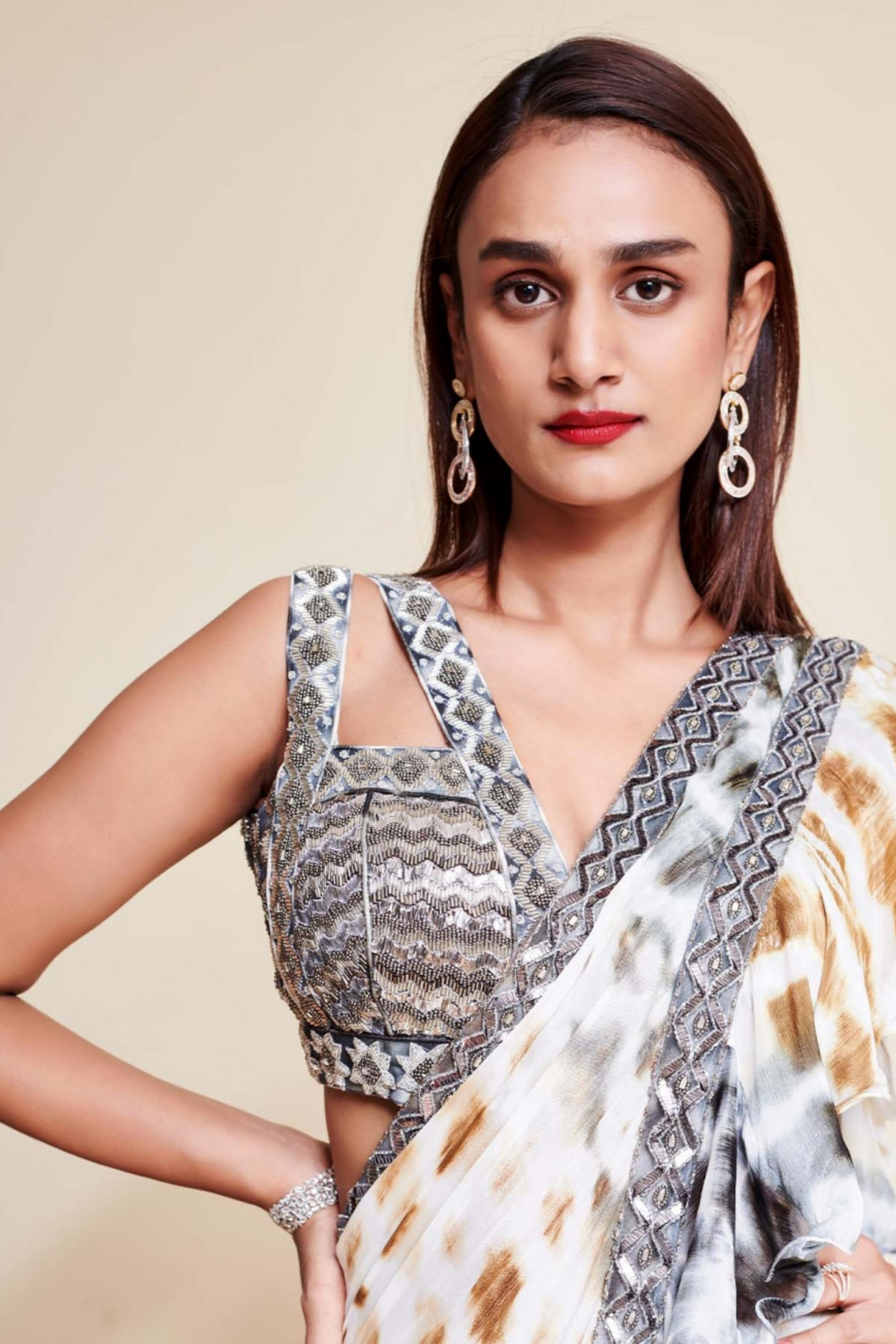 Ivory Drape Saree