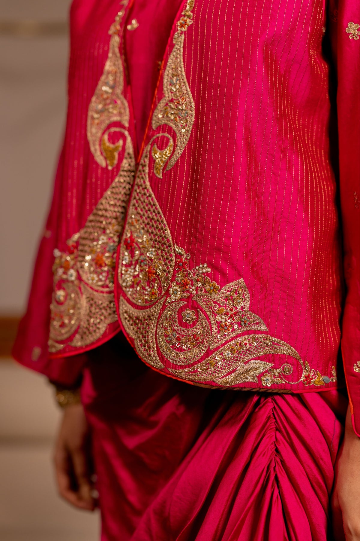 Kumbh Pink Draped Skirt Set