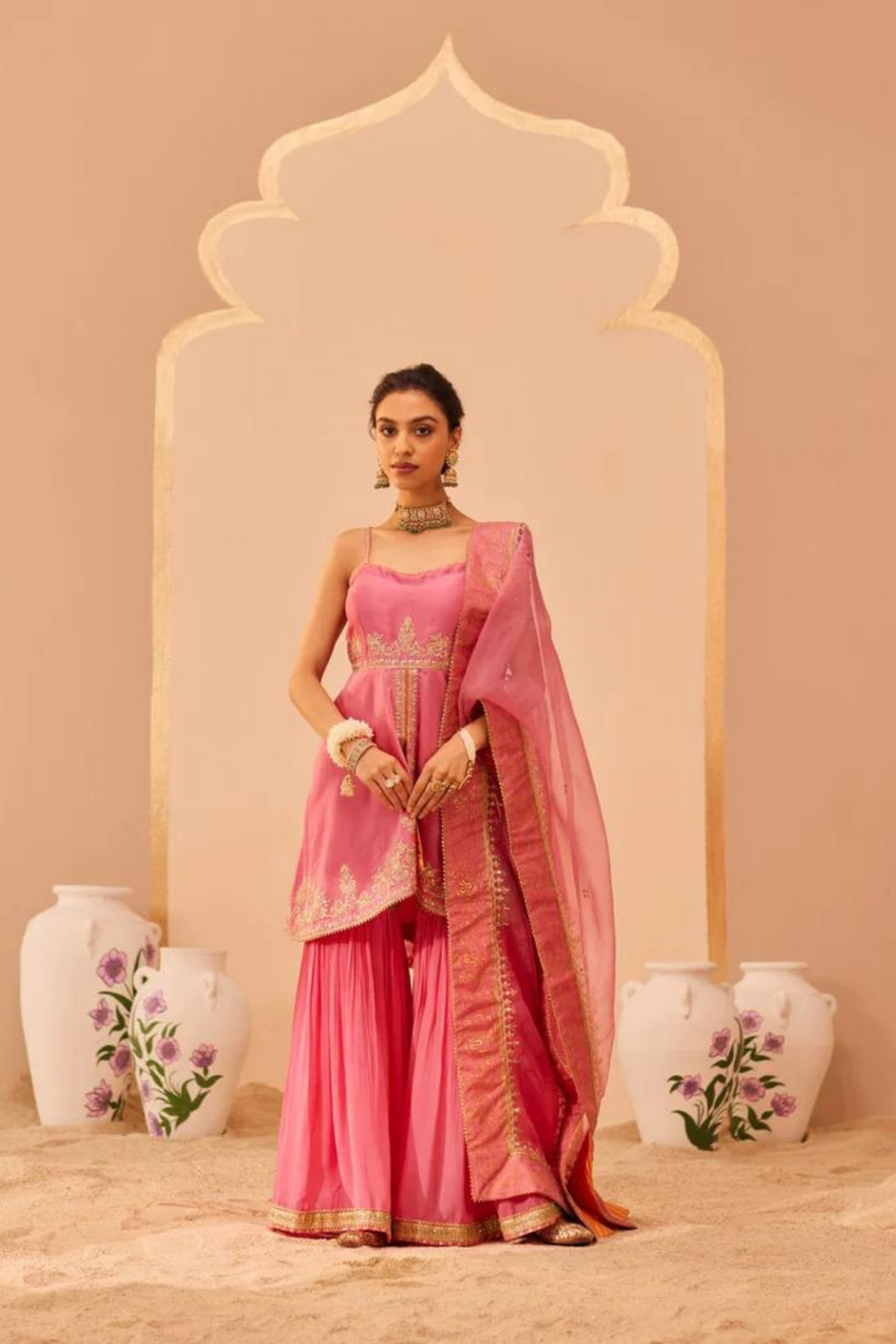 Tahira Pink Sharara Set