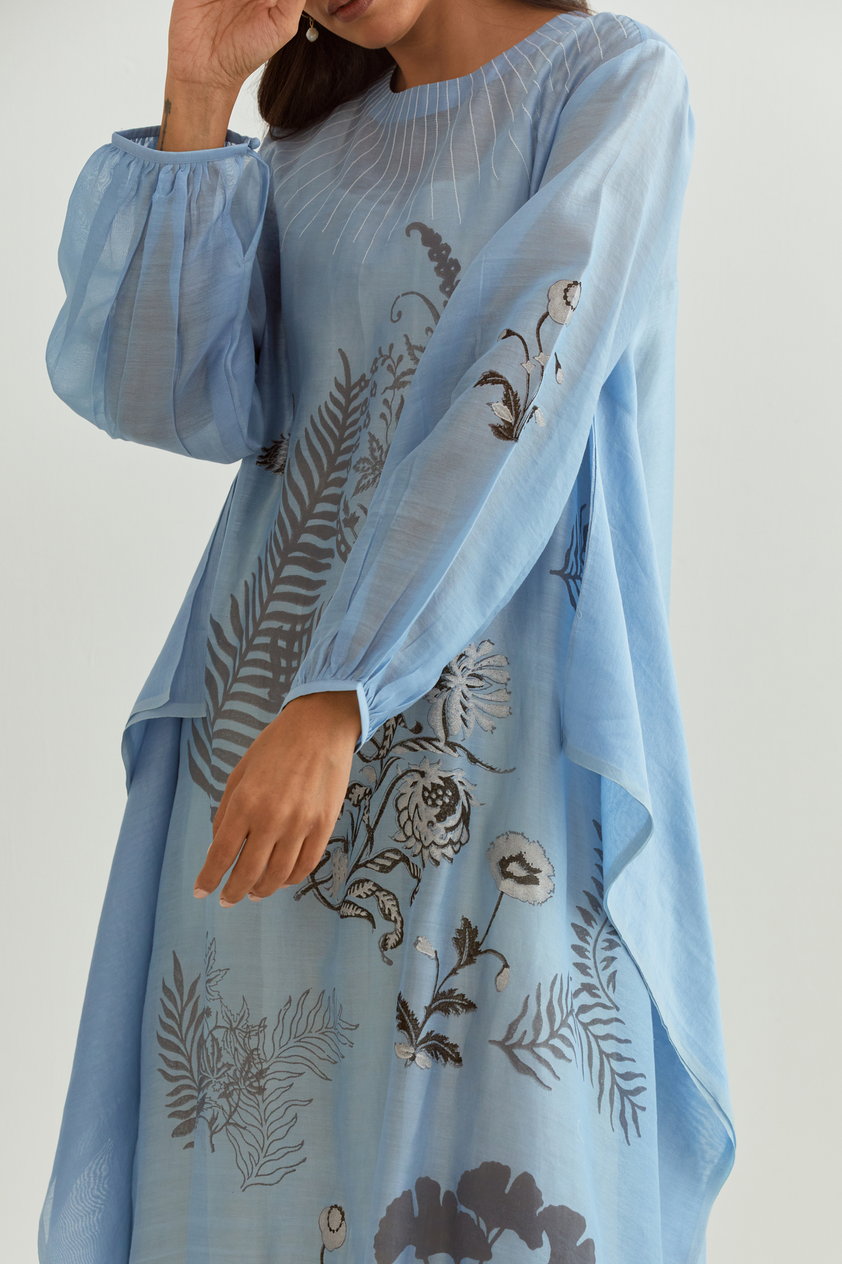 Blue Chanderi Kurta Set