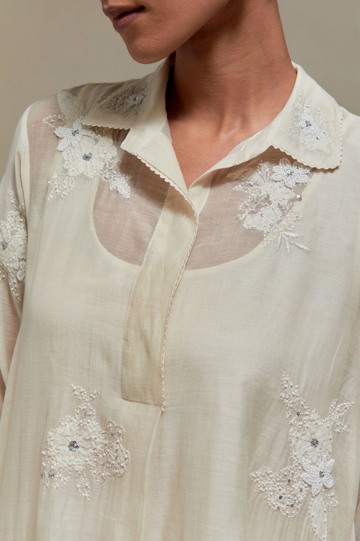 Off White Chanderi Kurta Set