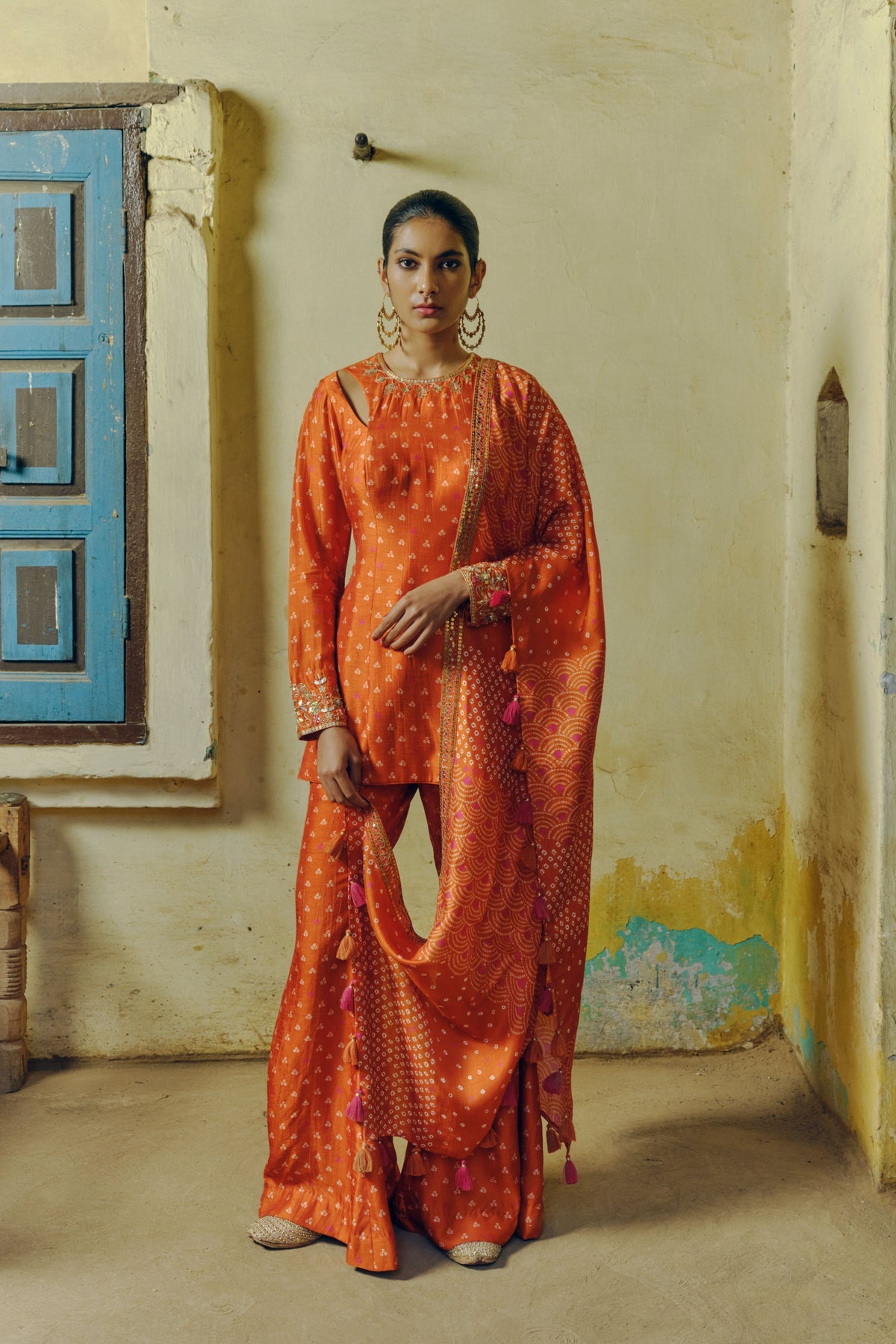 Rust Print Kurta Set