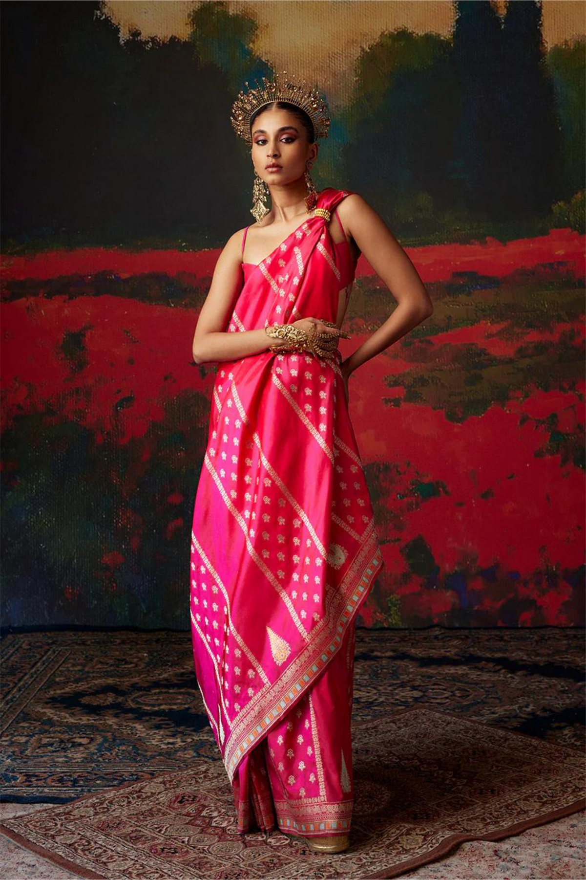 Handwoven Pink Silk Saree