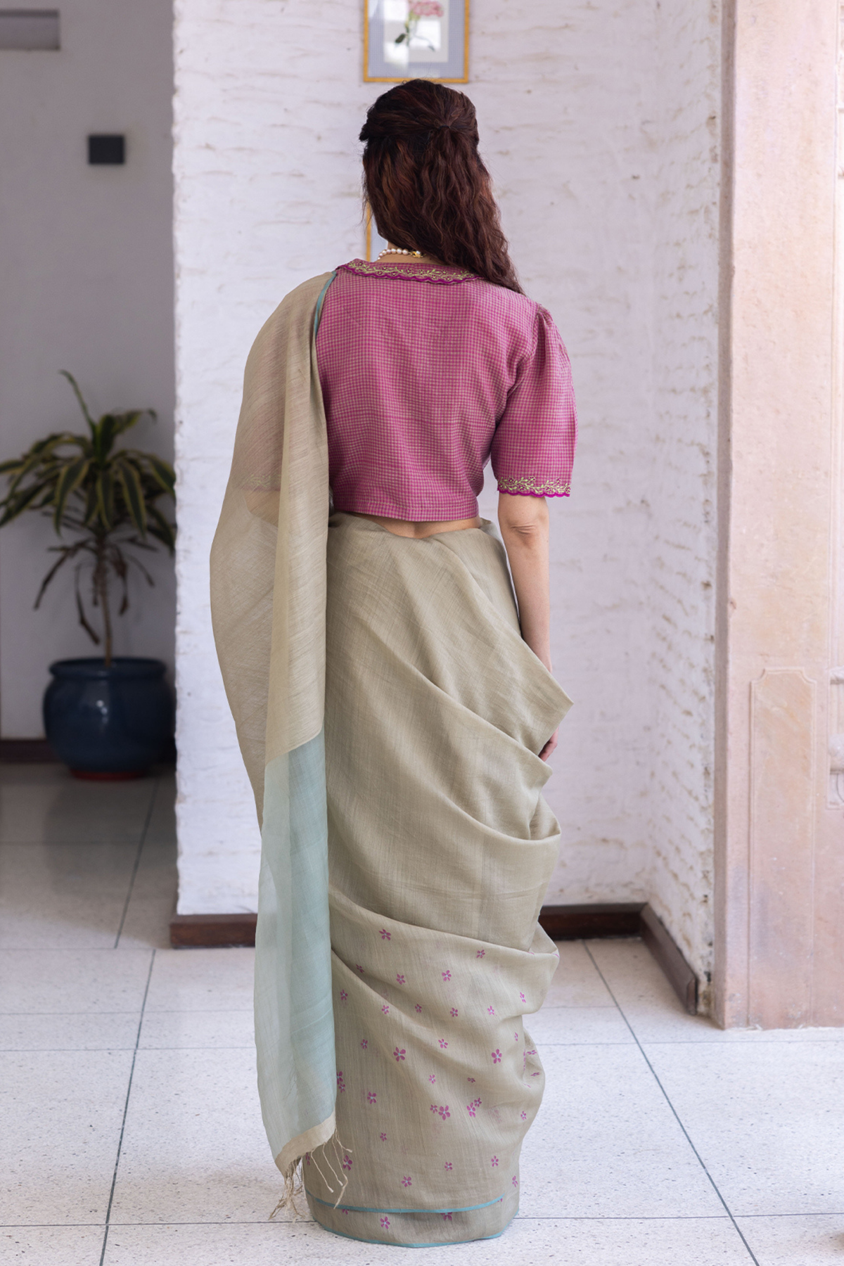 Earthen Bloom Jamdani Saree