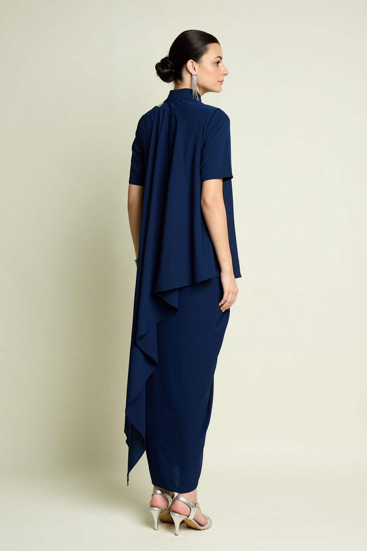 Navy Draped Dress