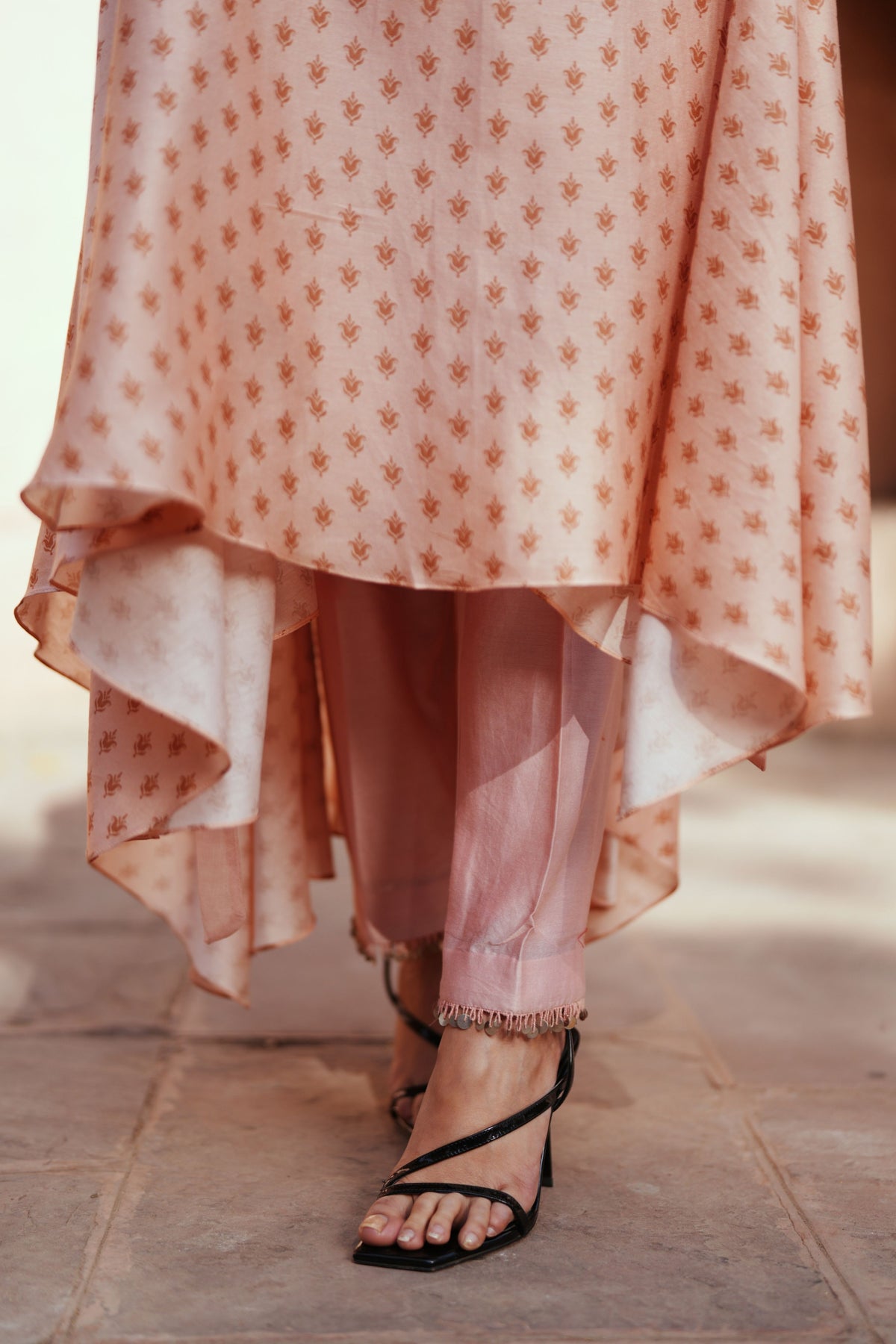 Powder Pink Chanderi Kurta Set