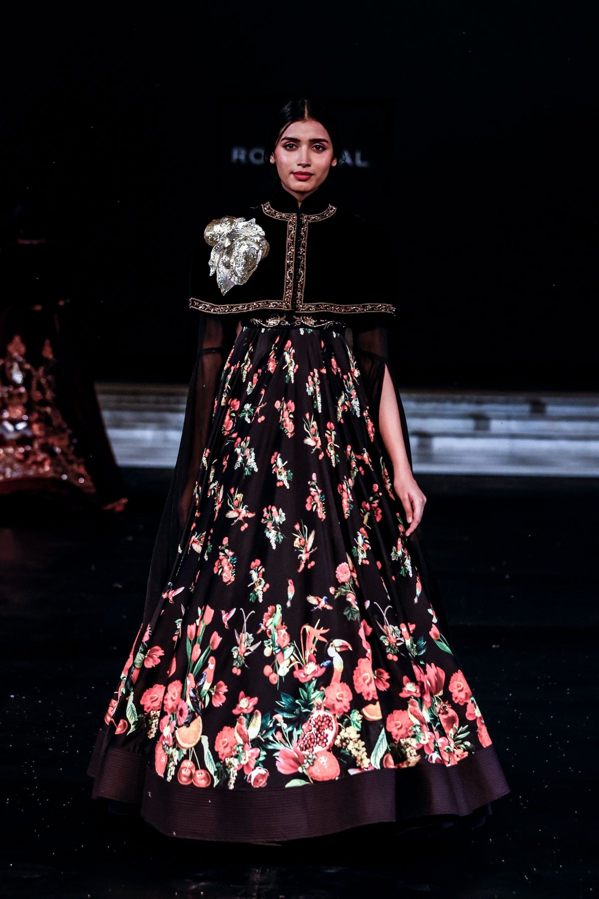 Velvet Cape With Chanderi Anarkali