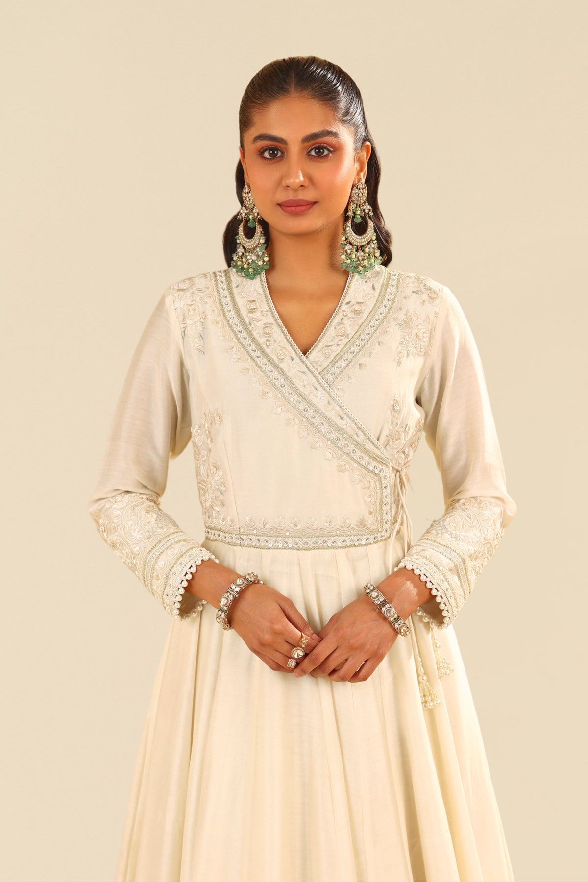 Daisy Ivory Anarkali With Skirt