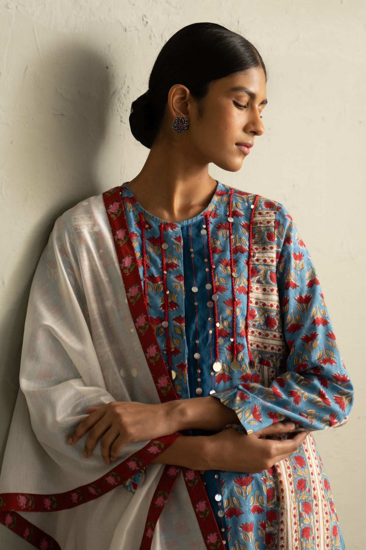 Blue Placket Kurta & Pants