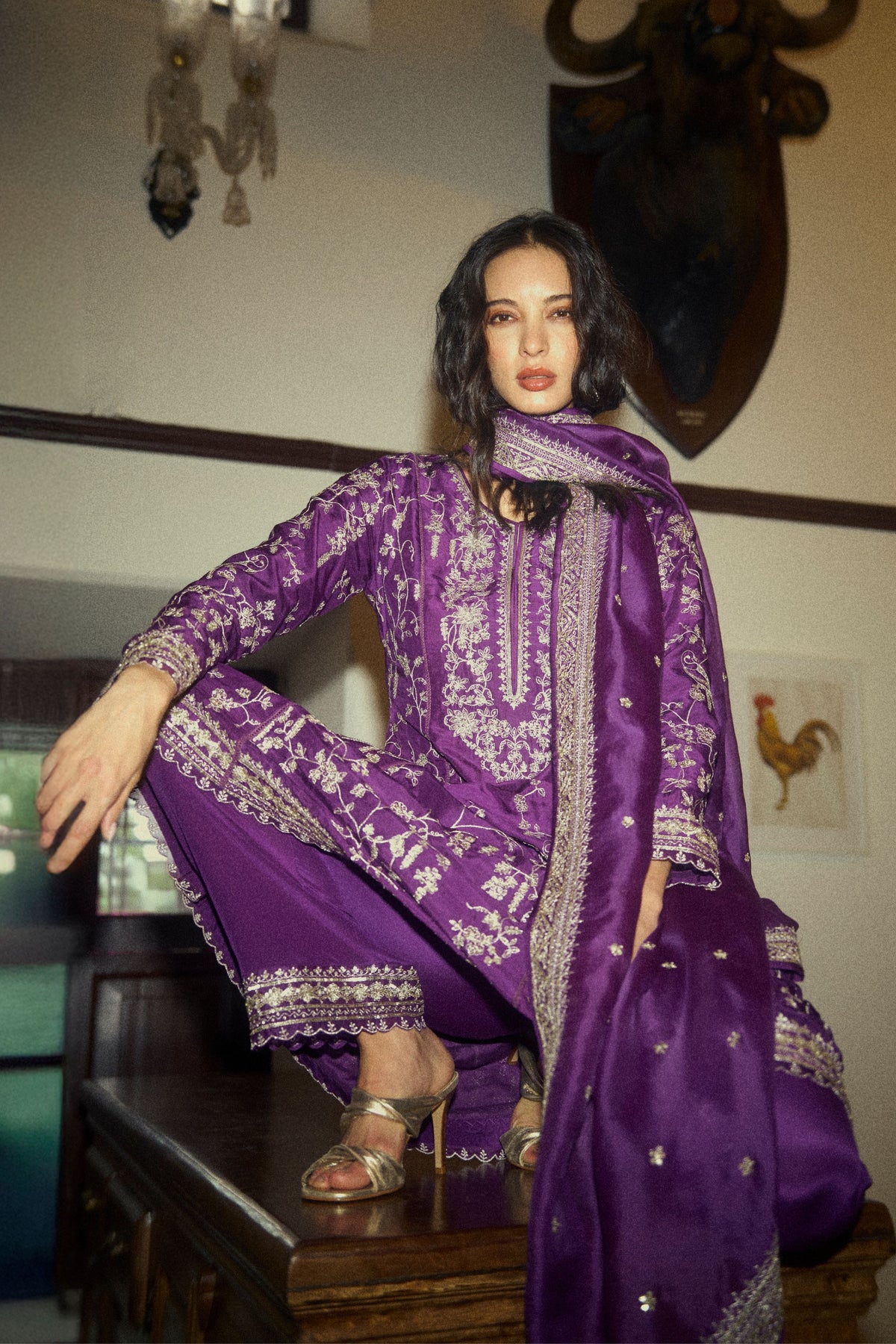 Aari Parrot A Line Kurta Set