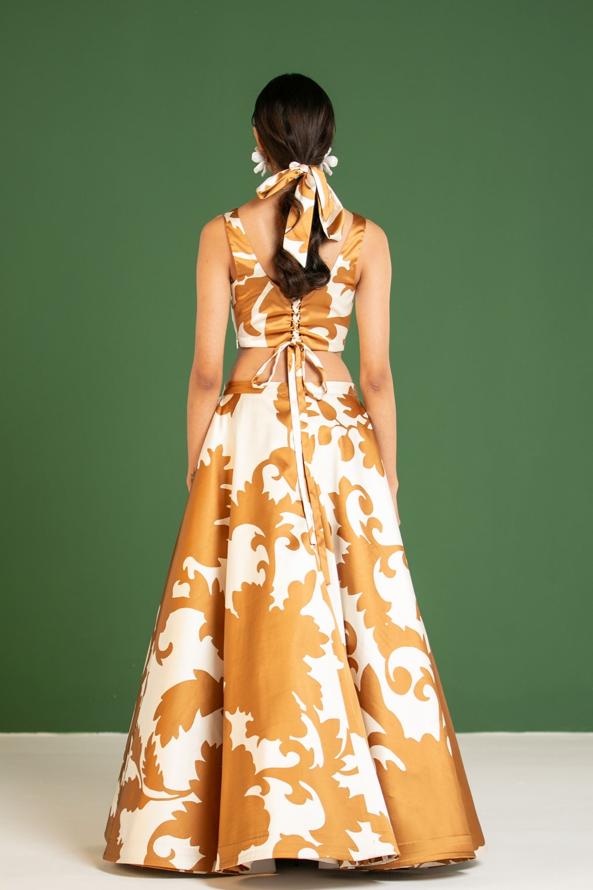 Copper Draped Lehenga Set